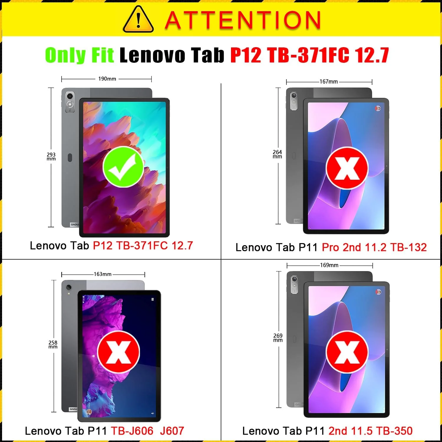 کیف تبلت Yiernuo برای تبلت Lenovo Tab P12 با صفحه نمایش 12.7 اینچی، کیف تاشو فوق العاده نازک با عملکرد خواب/بیدار خودکار و پایه، مشکی