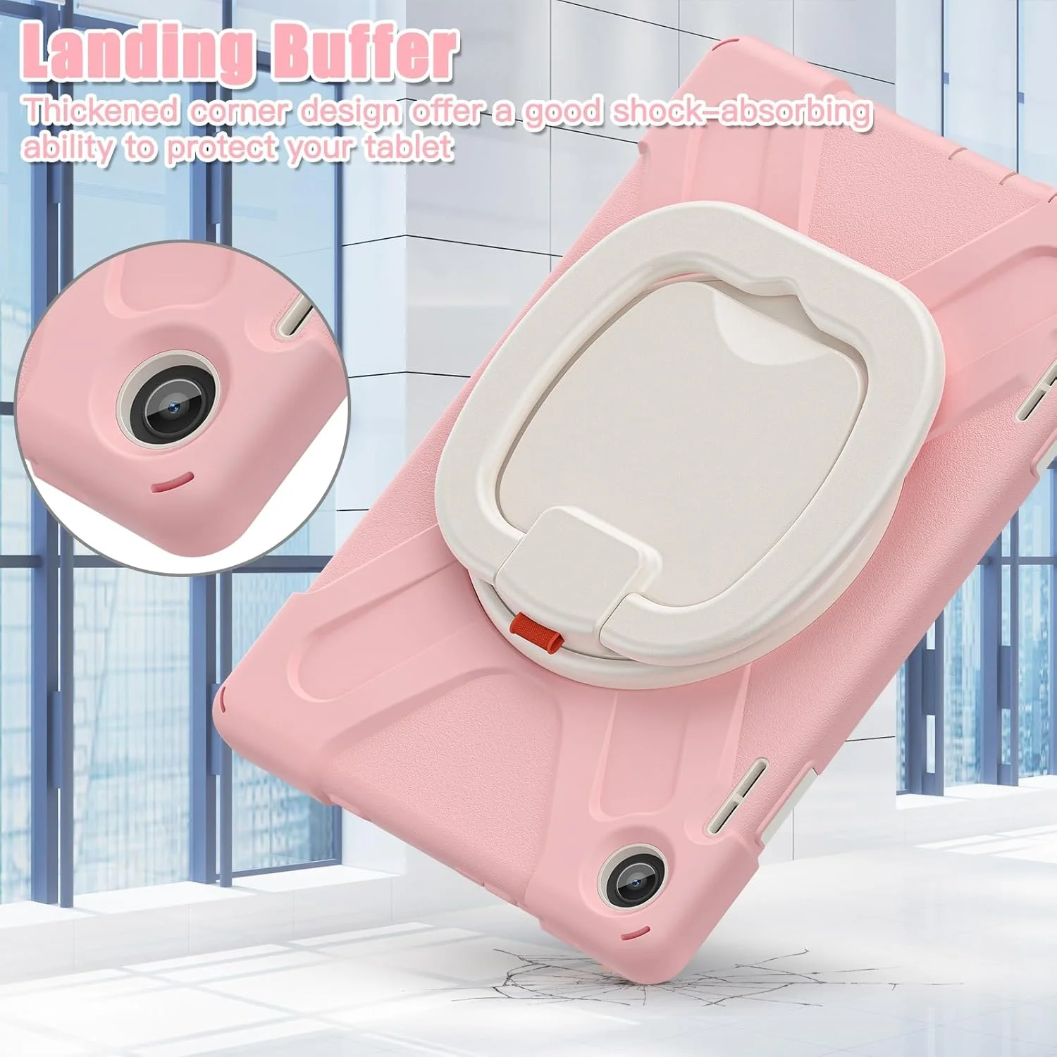 کیف تبلت مناسب برای Lenovo Tab M10 HD 2022 نسل سوم 10.1 اینچی TB-328FU/TB-328XU، کیف مقاوم در برابر ضربه با پایه چرخان 360 درجه، بند شانه / بند شانه مناسب برای تبلت