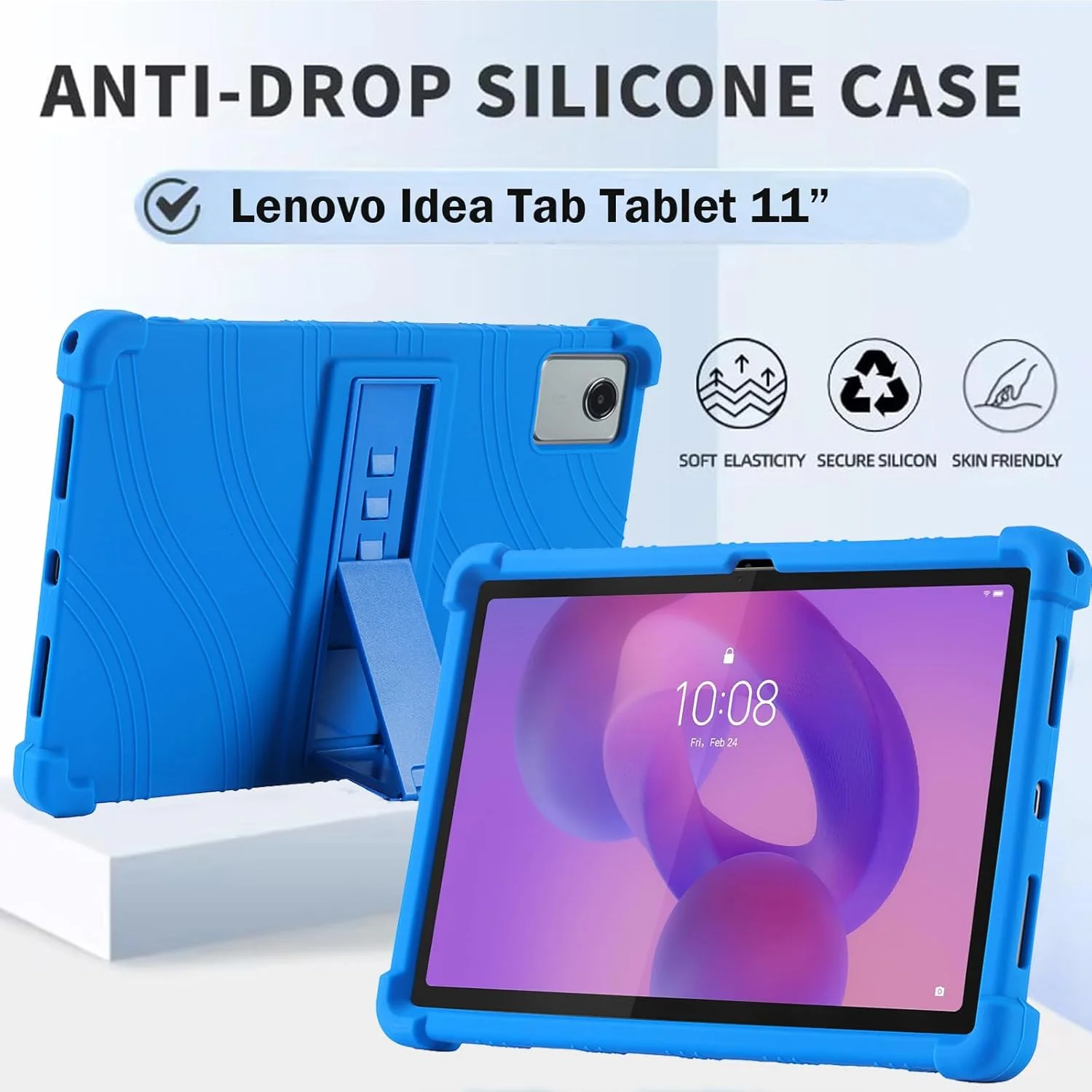 کاور تبلت 11 اینچی Lenovo Idea Tab مدل KUSINHOKA، کاور محافظ سیلیکونی نرم تبلت با پایه قابل تنظیم، ضد ضربه و ضد خش