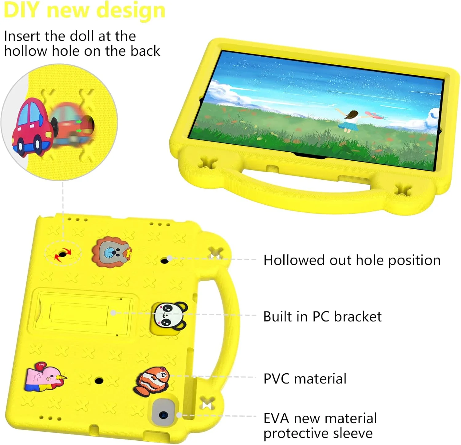 کیف تبلت مناسب برای لنوو تب M10 HD 2020 X306X X306F/ M10 Plus (نسل دوم) TB-X606F، مناسب کودکان، کارتونی، عروسکی زیبا، استند با دسته، فوم EVA سبک وزن، ضد ضربه، زرد کیف تبلت مناسب برای لنوو تب M10 HD 2020 X306X X306F/ M10 Plus (نسل دوم) TB-X606F، مناسب کودکان، کارتونی، عروسکی زیبا، استند با دسته، فوم EVA سبک وزن، ضد ضربه، زرد