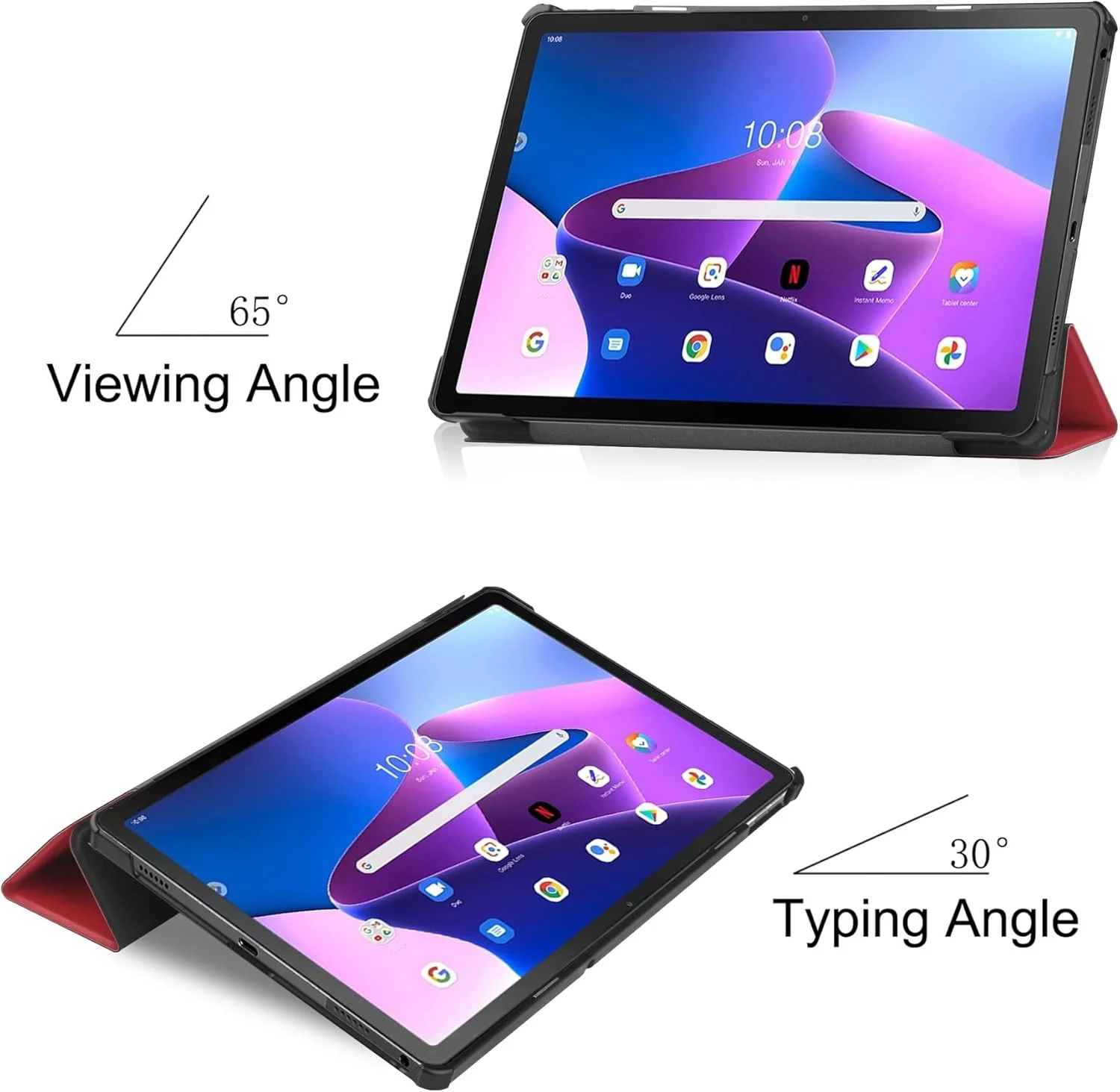 Tablet Travel Case Compatible with Lenovo Tab M10 Plus (3rd Generation) 10.6 inch Tablet Case Tri-fold Stand Smart Case, Stan Stand Multiple Viewing Angles