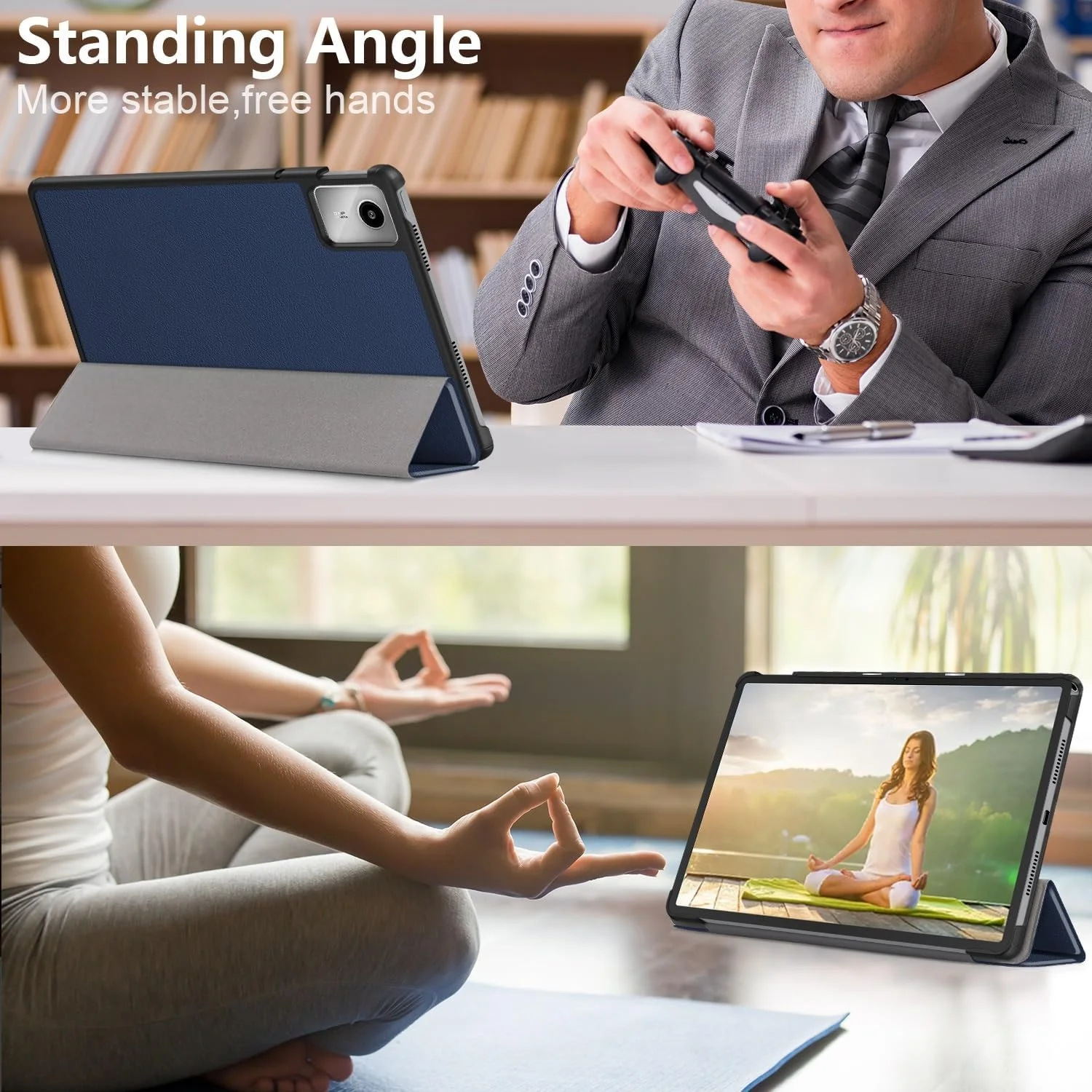 کیف تبلت مسافرتی سازگار با Lenovo Tab M11 TB-330FU / Lenovo Xiaoxin Pad 2024 TB-331FC، کیف تبلت هوشمند سه تایی، کیف فوق العاده باریک و سبک با پایه سخت سازگار کیف تبلت مسافرتی سازگار با Lenovo Tab M11 TB-330FU / Lenovo Xiaoxin Pad 2024 TB-331FC، کیف تبلت هوشمند سه تایی، کیف فوق العاده باریک و سبک با پایه سخت سازگار