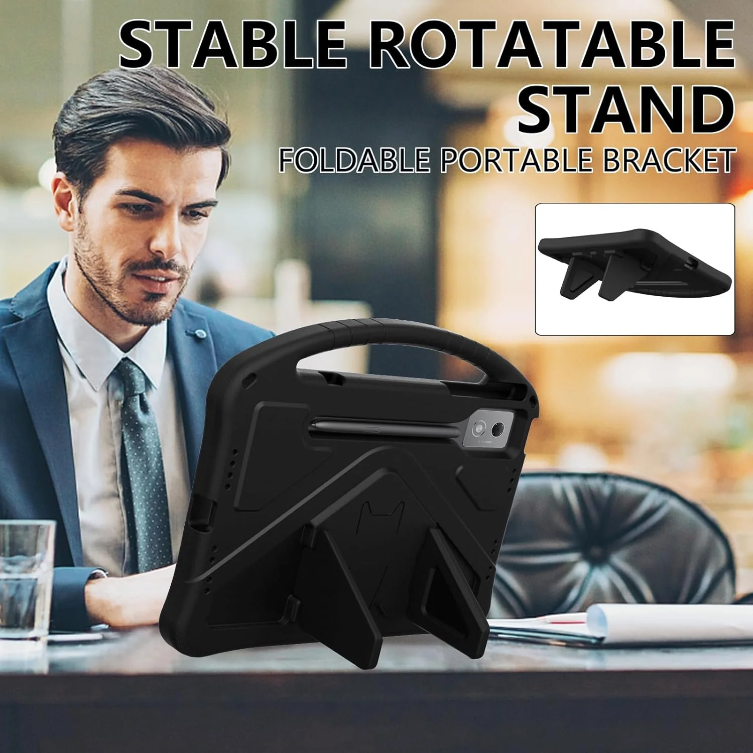 کیف تبلت کودکانه HUOLUNGJIN سازگار با تبلت Lenovo Yoga Tab Plus 12.7 اینچی مدل 2025، کیف تبلت EVA سبک وزن و زیبا با بند قابل تنظیم، پایه و دسته، محافظت در برابر سقوط