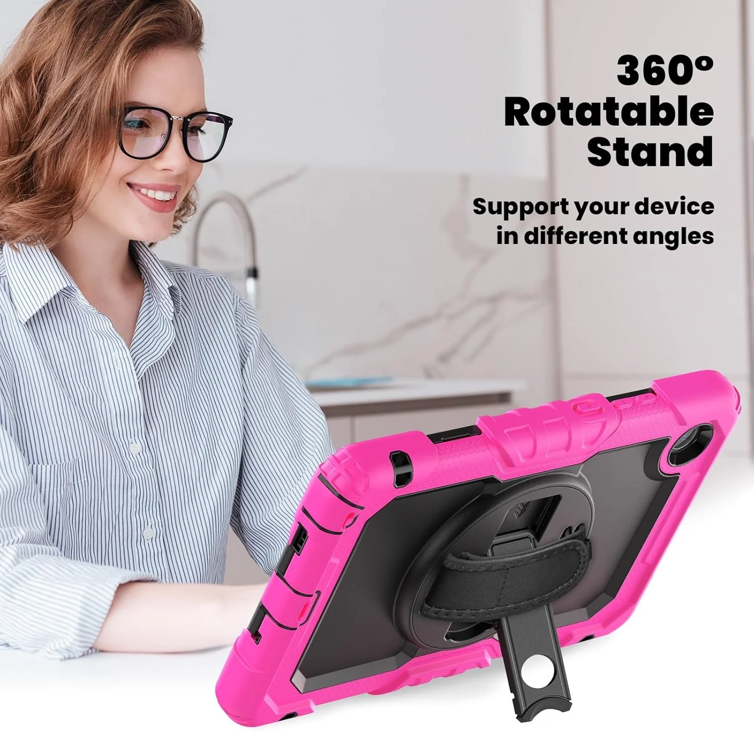 کیف تبلت مسافرتی سازگار با تبلت لنوو تب وان 8.7 اینچی/K9 TB305FU به همراه محافظ صفحه نمایش، کیف مقاوم در برابر ضربه با بند/پایه چرخان 360 درجه سازگار کیف تبلت مسافرتی سازگار با تبلت لنوو تب وان 8.7 اینچی/K9 TB305FU به همراه محافظ صفحه نمایش، کیف مقاوم در برابر ضربه با بند/پایه چرخان 360 درجه سازگار