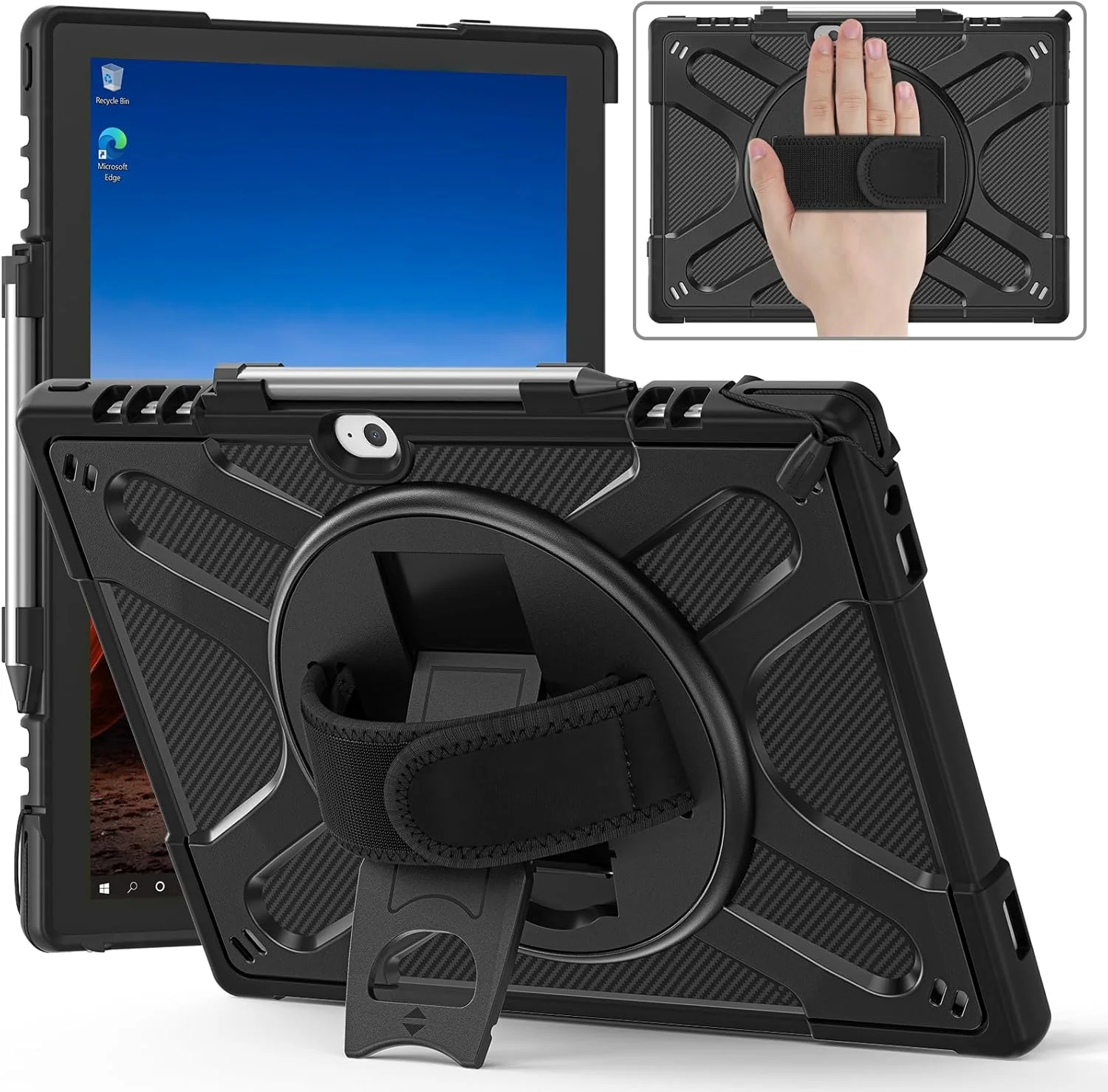کیف محافظ Junfire برای Lenovo ThinkPad X12 Detachable Gen 2/ThinkPad X12 12.3 اینچ 2024/2021، کیف با پایه چرخان، بند دستی، بند شانه و جای قلم، سازگار با کیبورد - مشکی کیف محافظ Junfire برای Lenovo ThinkPad X12 Detachable Gen 2/ThinkPad X12 12.3 اینچ 2024/2021، کیف با پایه چرخان، بند دستی، بند شانه و جای قلم، سازگار با کیبورد - مشکی
