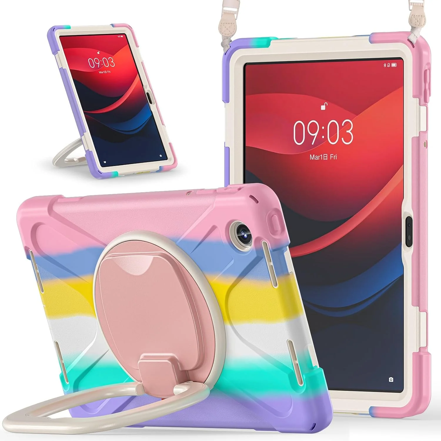 کیف تبلت مناسب برای Lenovo Tab M11 TB-330FU/Lenovo Xiaoxin Pad 2024 TB-331FC، کاور مقاوم در برابر ضربه با پایه چرخان 360 درجه و دسته، کیف بادوام کیف تبلت مناسب برای Lenovo Tab M11 TB-330FU/Lenovo Xiaoxin Pad 2024 TB-331FC، کاور مقاوم در برابر ضربه با پایه چرخان 360 درجه و دسته، کیف بادوام