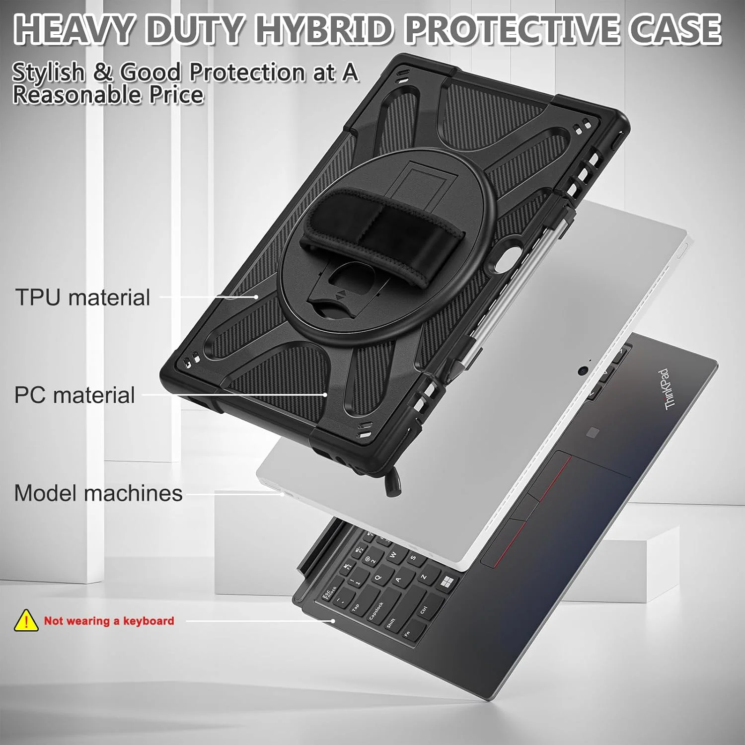کیف محافظ Junfire برای Lenovo ThinkPad X12 Detachable Gen 2/ThinkPad X12 12.3 اینچ 2024/2021، کیف با پایه چرخان، بند دستی، بند شانه و جای قلم، سازگار با کیبورد - مشکی کیف محافظ Junfire برای Lenovo ThinkPad X12 Detachable Gen 2/ThinkPad X12 12.3 اینچ 2024/2021، کیف با پایه چرخان، بند دستی، بند شانه و جای قلم، سازگار با کیبورد - مشکی