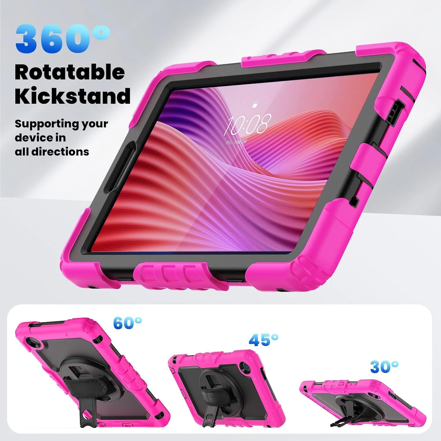 کیف تبلت مسافرتی سازگار با تبلت لنوو تب وان 8.7 اینچی/K9 TB305FU به همراه محافظ صفحه نمایش، کیف مقاوم در برابر ضربه با بند/پایه چرخان 360 درجه سازگار کیف تبلت مسافرتی سازگار با تبلت لنوو تب وان 8.7 اینچی/K9 TB305FU به همراه محافظ صفحه نمایش، کیف مقاوم در برابر ضربه با بند/پایه چرخان 360 درجه سازگار