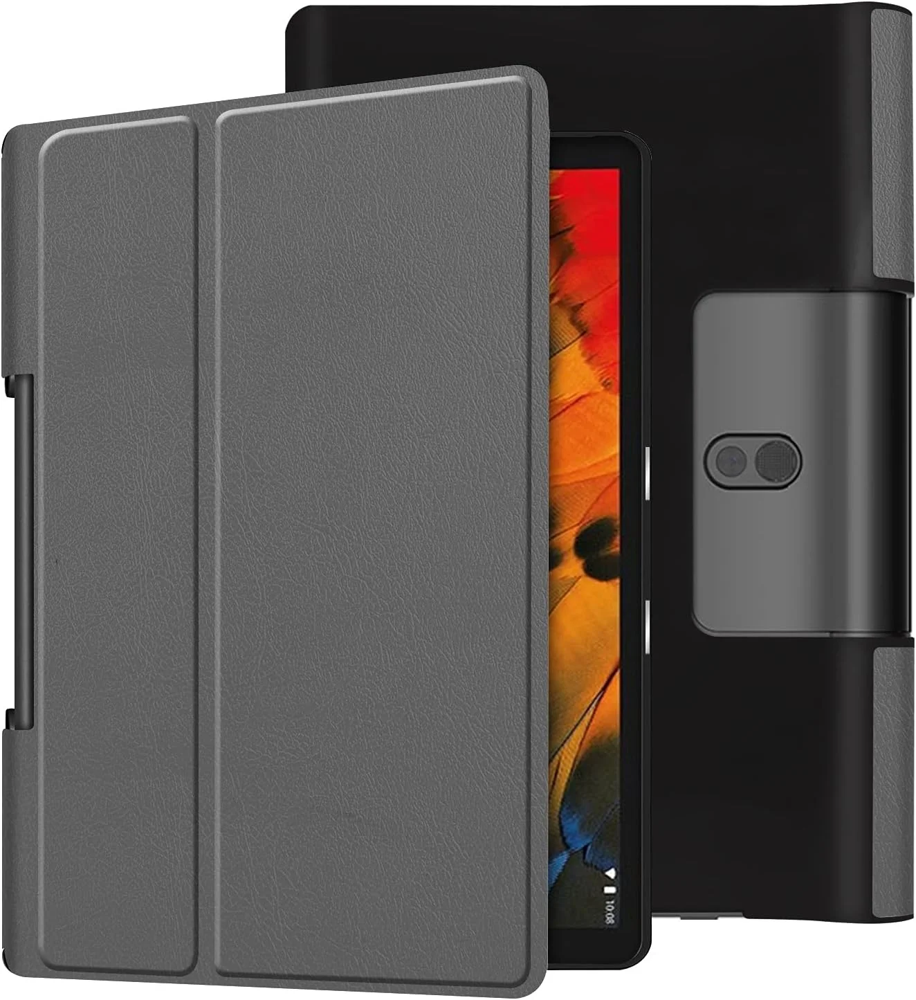 کیف تبلت مسافرتی XNCVBD برای تبلت Lenovo Yoga Smart Tab 10.1 (YT-X705F)، کاور سبک وزن سه تایی PC با پشت سخت، محافظت از تبلت با قابلیت بیدار شدن و خواب خودکار (خاکستری)