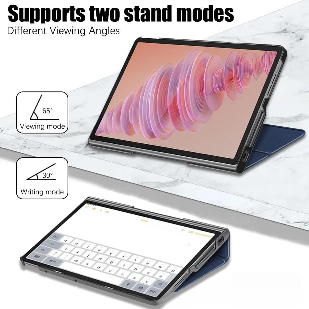 کیف تبلت Gruattreay سازگار با تبلت Lenovo Tab Plus 11.5 اینچ (2024)، کیف تبلت هوشمند، عملکرد پایه، کیف چرمی تخت (آبی)