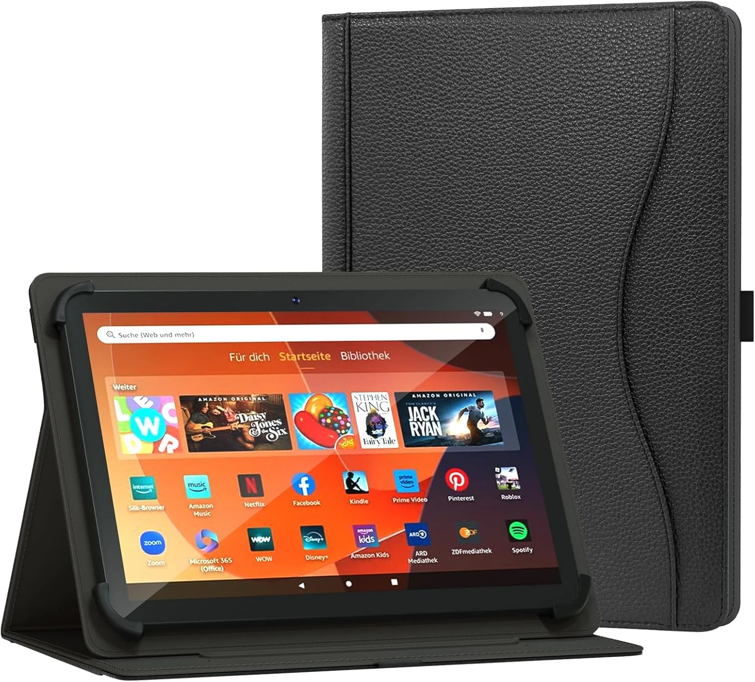 کیف تبلت یونیورسال 10.1 اینچی XunyLyee برای تبلت های TABWEE 10.5 11 اینچی/کیف تبلت HotLight 10 اینچی، کاور پایه چند زاویه ای با جیب برای تبلت اندرویدی 9.6-11 اینچی، مشکی