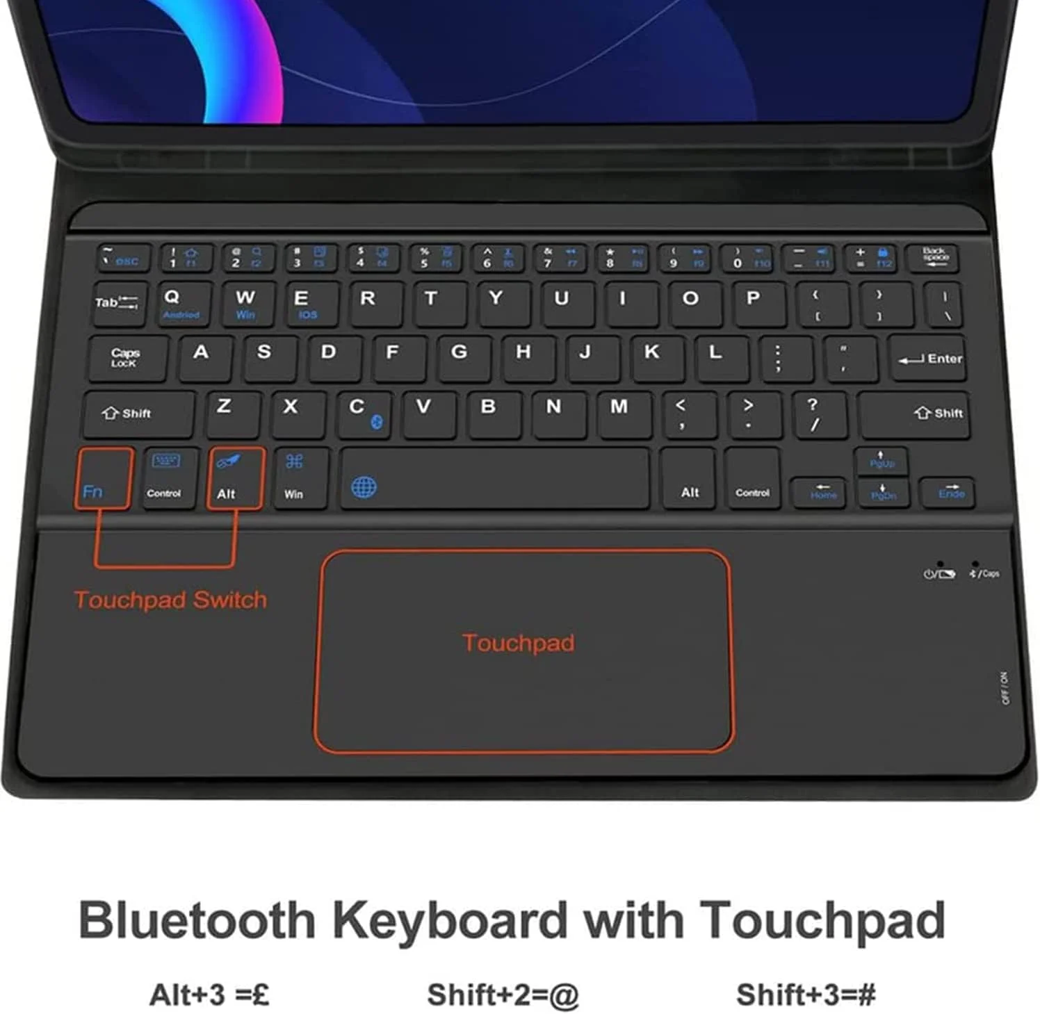 کیبورد HEUCYL مناسب برای تبلت لنوو تب M10 HD نسل 2 (TB-X306X) / تب M10 HD نسل 2 (TB-X306F) 10.1 اینچ 2020، کیبورد بلوتوث بی سیم مغناطیسی جداشدنی با تاچ پد، مشکی