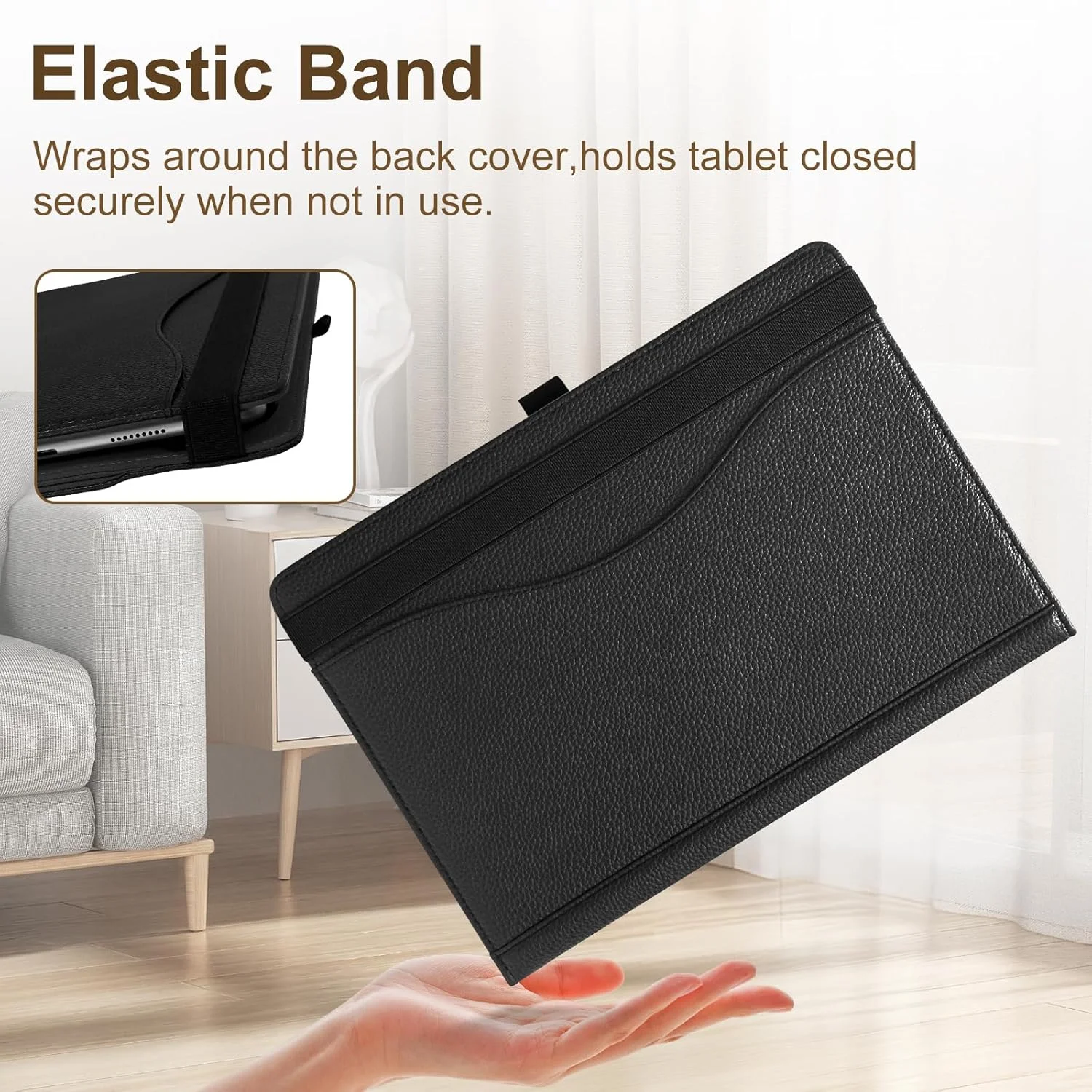 کیف تبلت یونیورسال 10.1 اینچی XunyLyee برای تبلت های TABWEE 10.5 11 اینچی/کیف تبلت HotLight 10 اینچی، کاور پایه چند زاویه ای با جیب برای تبلت اندرویدی 9.6-11 اینچی، مشکی