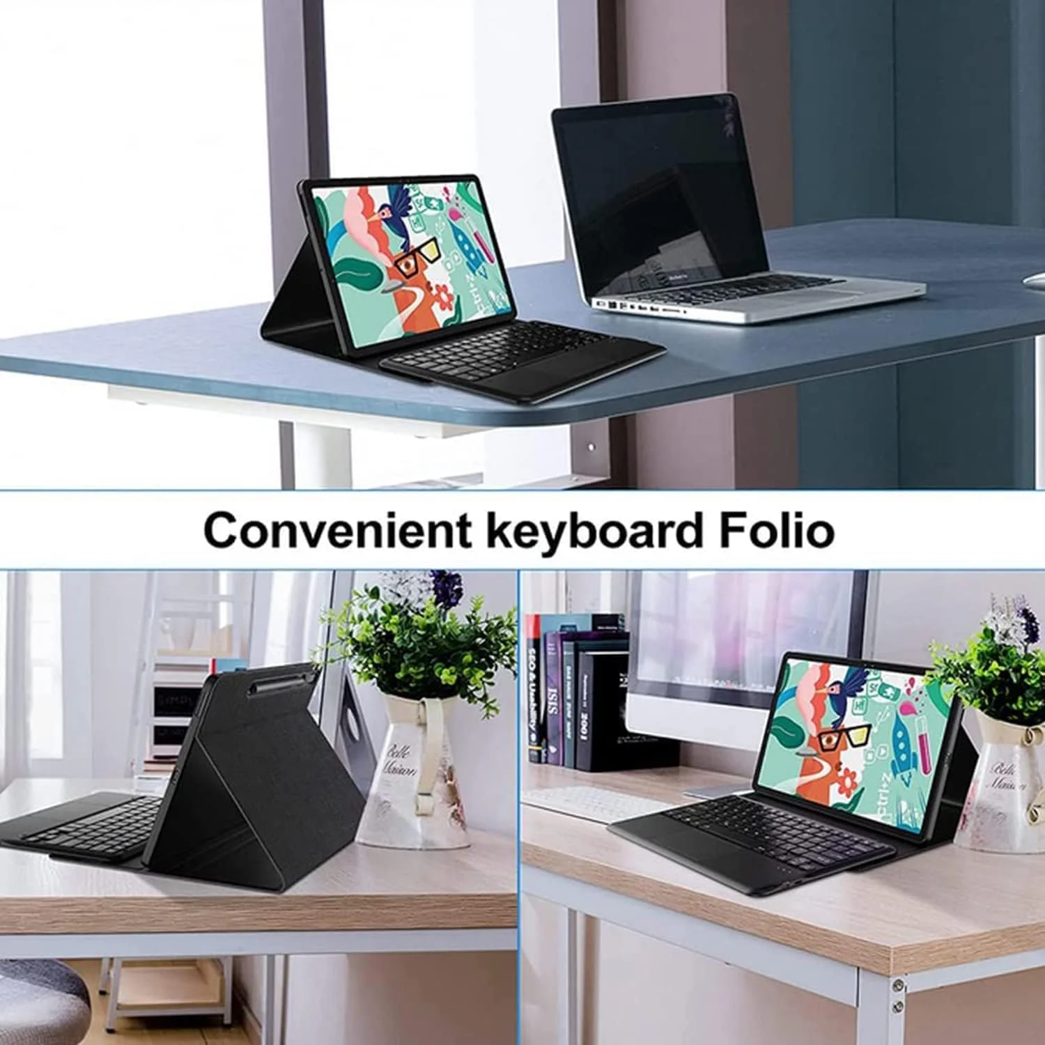 کیبورد HEUCYL مناسب برای تبلت لنوو تب M10 HD نسل 2 (TB-X306X) / تب M10 HD نسل 2 (TB-X306F) 10.1 اینچ 2020، کیبورد بلوتوث بی سیم مغناطیسی جداشدنی با تاچ پد، مشکی