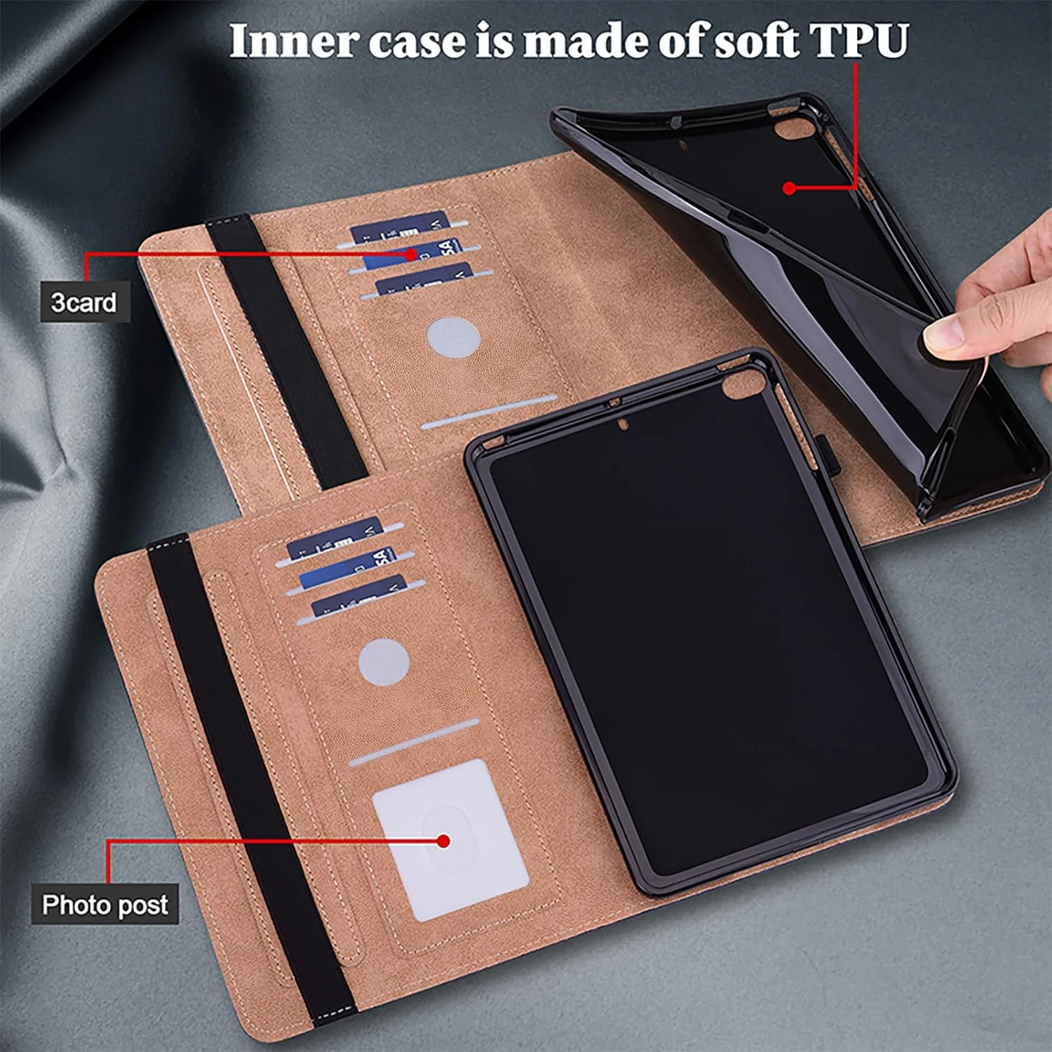 کیف محافظ تبلت لنوو تب M11 سایز 11 اینچ مدل 2024 (TB-330FU/TB-331FC) به همراه جای قلم، کیف پول تاشو، چرم ضد ضربه، طرح گل موج سواری