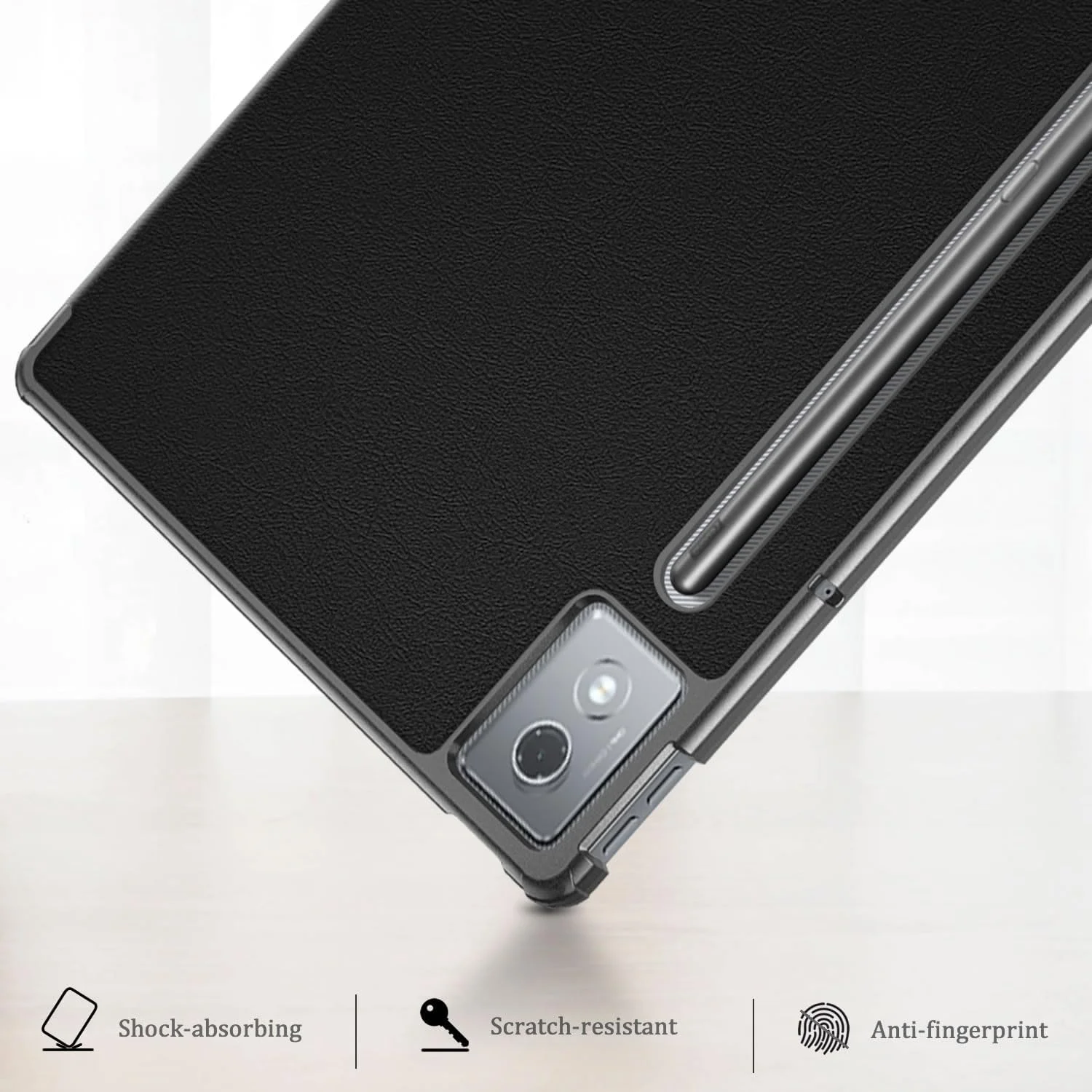 کیف محافظ HEISHAYU برای تبلت Lenovo Tab P12 12.7 اینچی 2025، با عملکرد خواب/بیدار شدن خودکار، مشکی