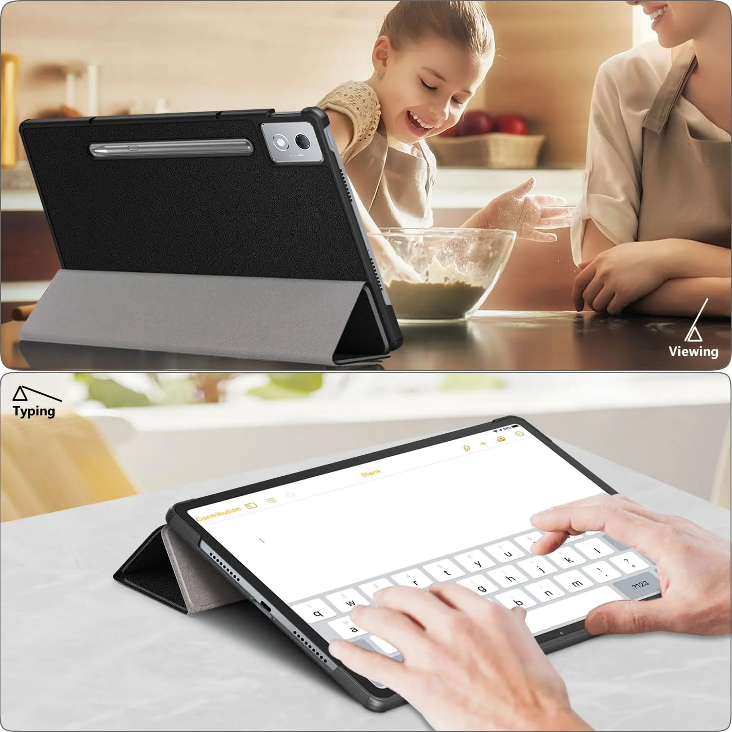 کیف محافظ HEISHAYU برای تبلت Lenovo Tab P12 12.7 اینچی 2025، با عملکرد خواب/بیدار شدن خودکار، مشکی