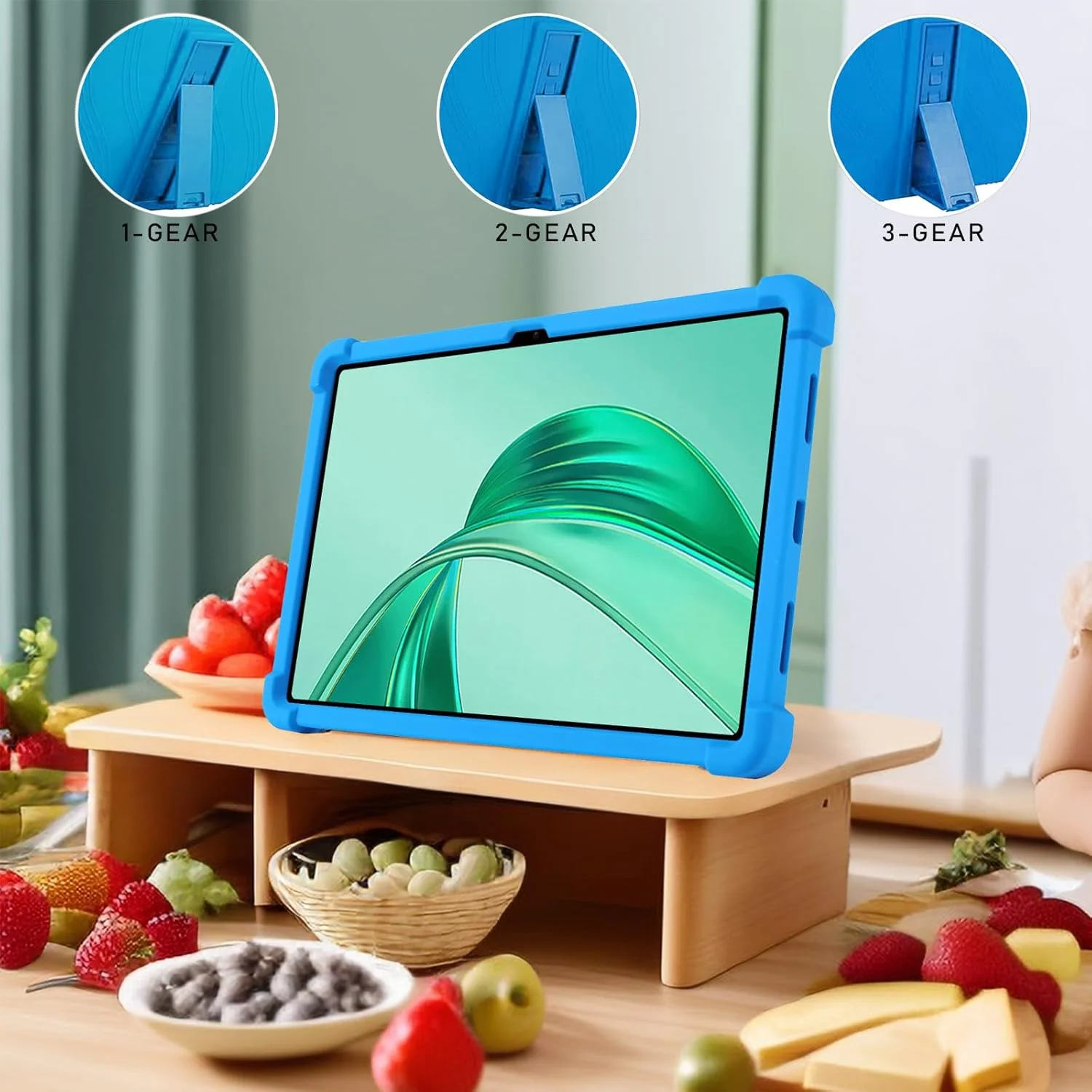 کاور تبلت XLTTONG برای آنر پد X8a 11 اینچ، کاور سیلیکونی تبلت با هولدر PC، ضد ضربه برای آنر پد X8a 2024 (آبی)