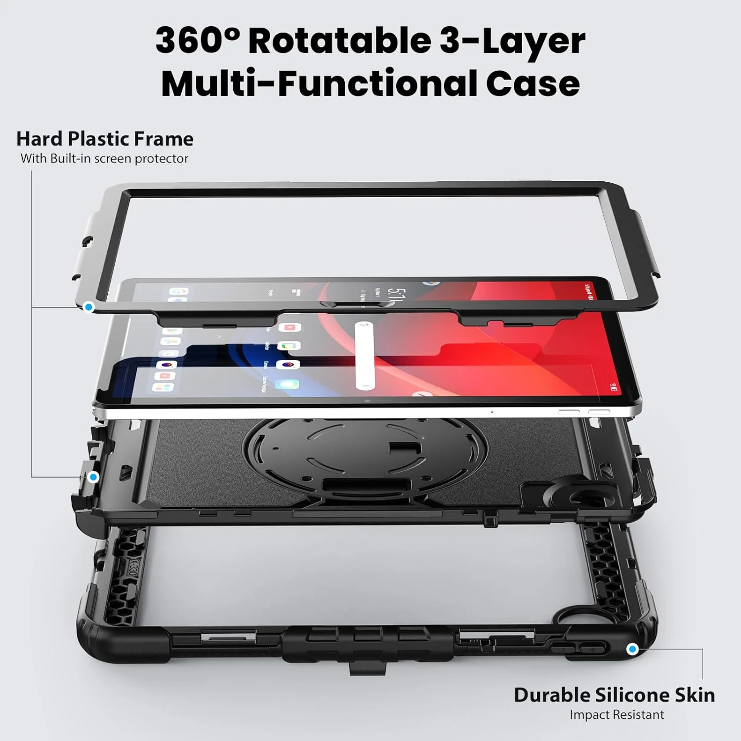 کاور تبلت Gylint، قاب تبلت برای لنوو تب M11 11 اینچ 2024 TB330FU / لنوو Xiaoxin Pad 2024 TB331FC، با محافظ صفحه نمایش، بند دستی، بند شانه، پایه چرخان مشکی کاور تبلت Gylint، قاب تبلت برای لنوو تب M11 11 اینچ 2024 TB330FU / لنوو Xiaoxin Pad 2024 TB331FC، با محافظ صفحه نمایش، بند دستی، بند شانه، پایه چرخان مشکی