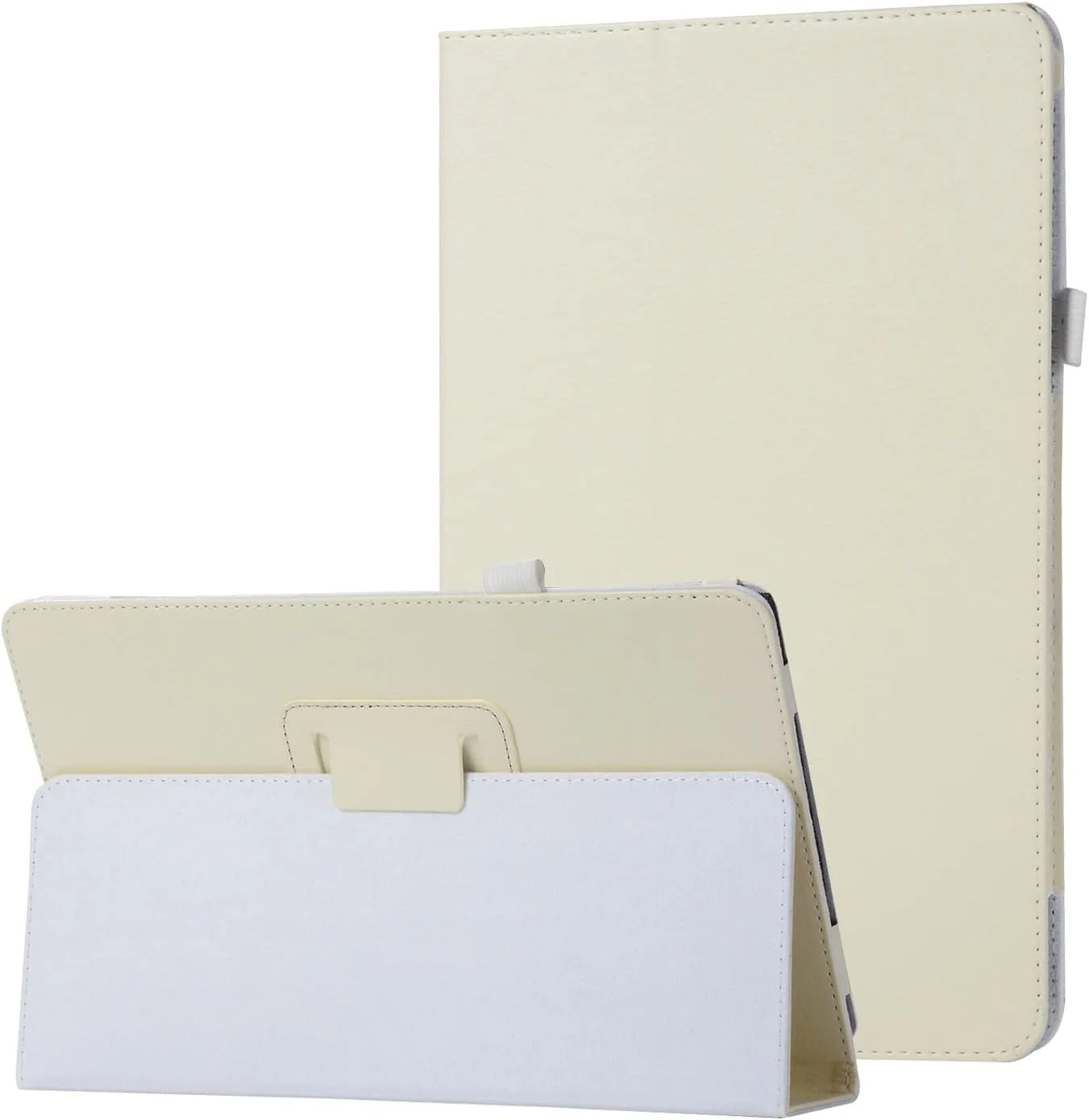 کیف تبلت چرمی بافت دار سازگار با تبلت لنوو تب M8 8505F/8505X/8506F، محافظ تاشو باریک با روکش پشتی ضد ضربه و دارای هولدر (سفید)