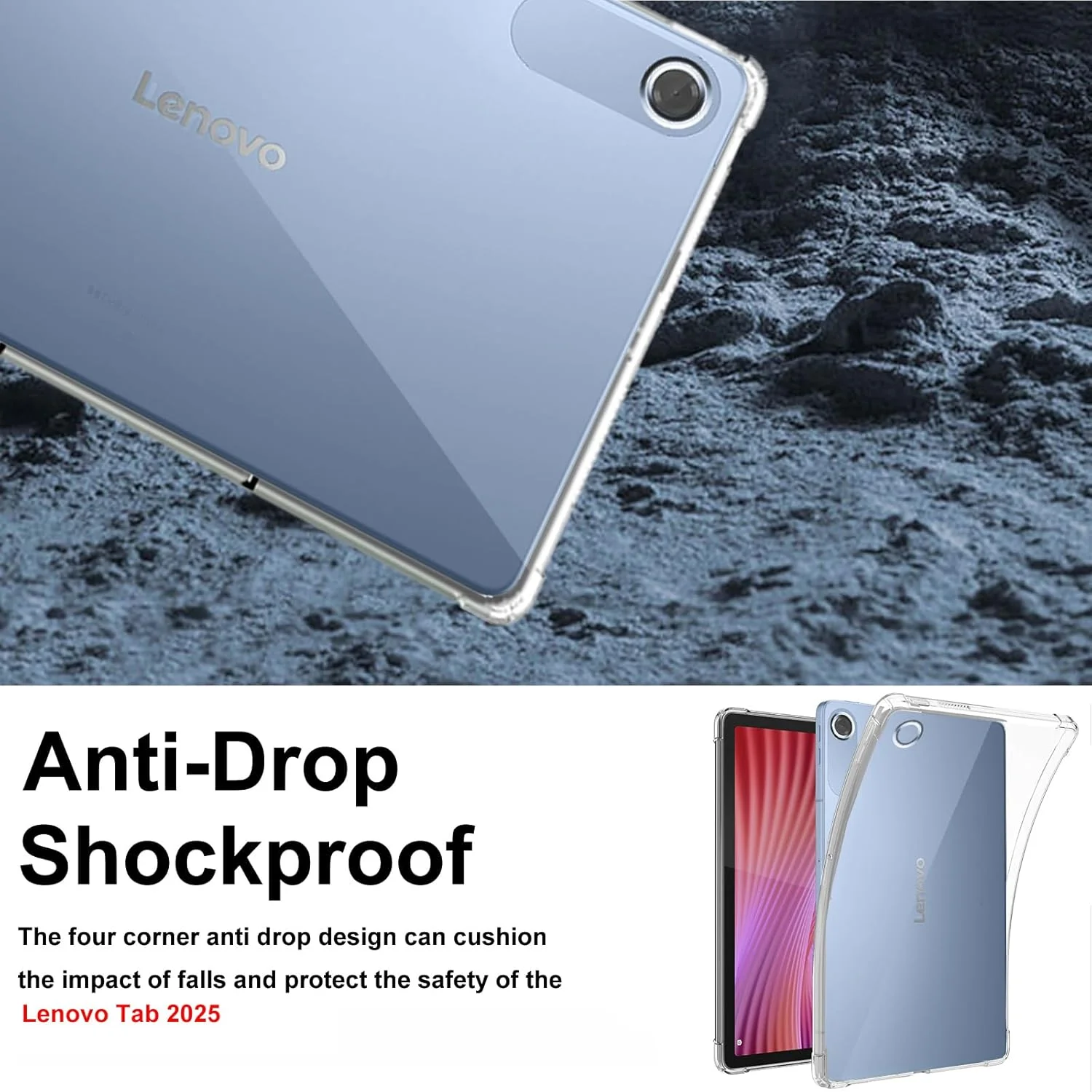 کاور شفاف KZIOACSH برای تبلت لنوو تب 10.1 اینچ مدل 2025، محافظ ضربه گیر فوق العاده باریک با گوشه های تقویت شده، کاور TPU نرم و انعطاف پذیر ضد لغزش با 2 محافظ صفحه شیشه ای