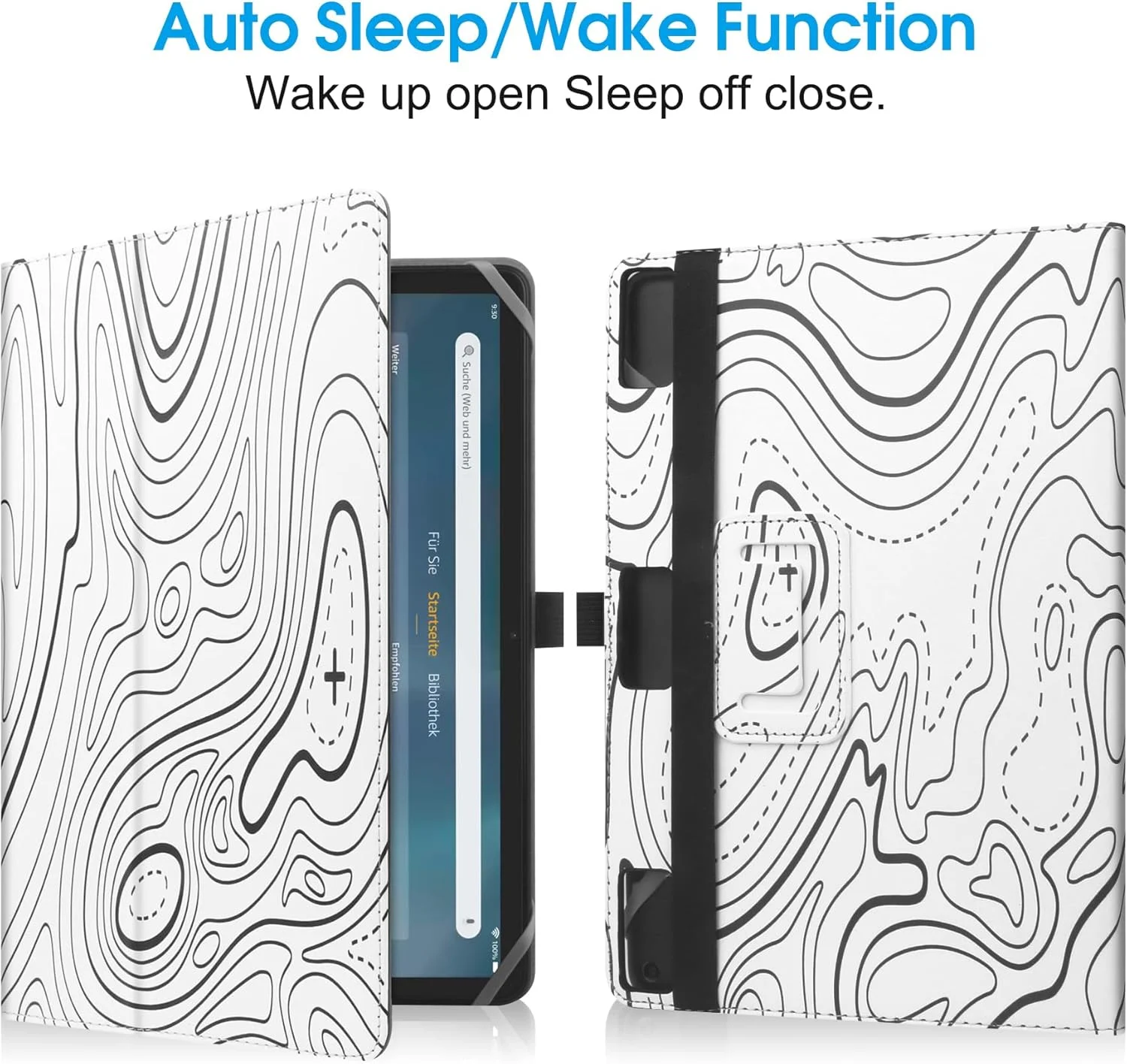 کیف محافظ یونیورسال مناسب تبلت های 10-11 اینچی Fire Max 11 2023/Lenovo Tab P11 با استند، کاور و بند دستی - سفید کوهستانی