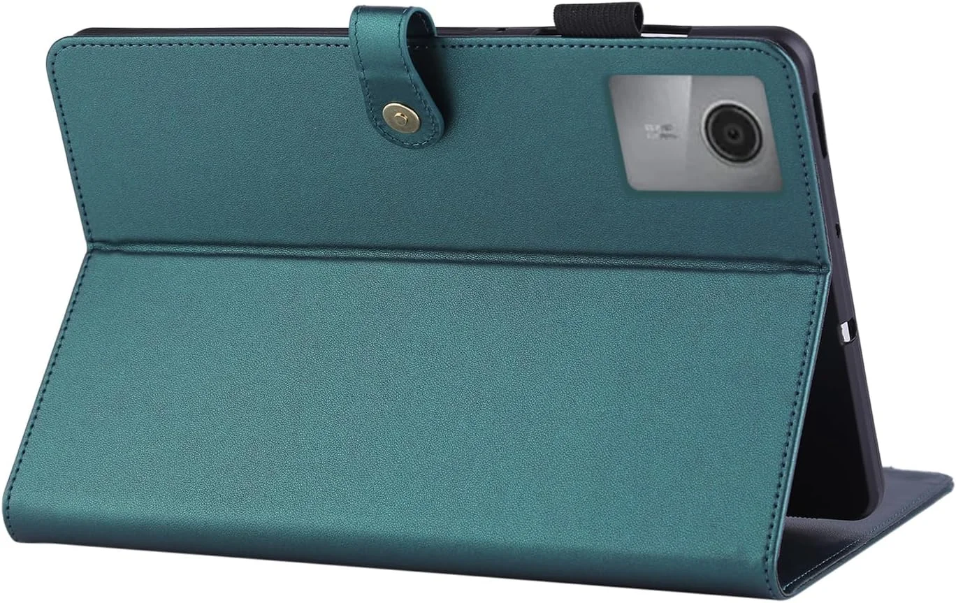 کیف Rosbtib مناسب برای تبلت لنوو Tab M11 مدل TB330FU 11 اینچی 2024، کیف چرمی طرح‌دار با بست مغناطیسی، استند، بند مچی و جای کارت، سبز