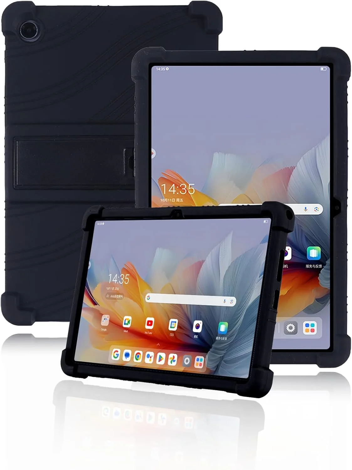 کیف تبلت لنوو Tab 10.1 اینچ 2025، کیف تبلت سیلیکونی نرم و سازگار با پوست برای لنوو 10.1 اینچ با پایه قابل تنظیم (مشکی)