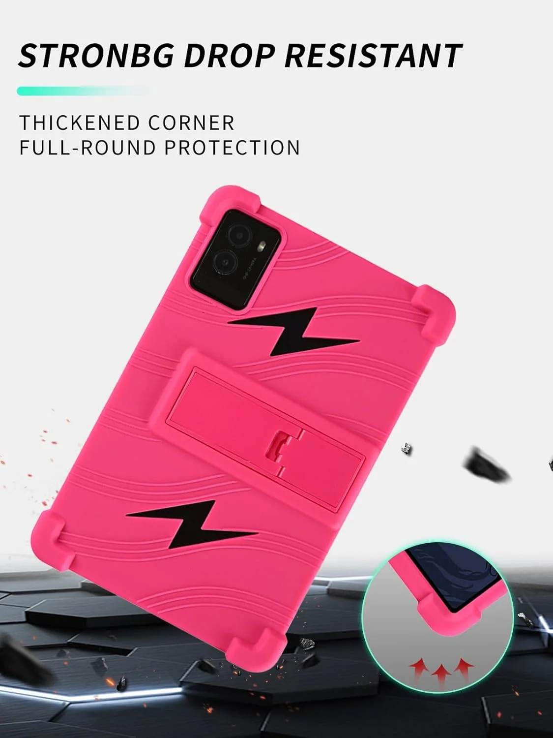 کاور تبلت کودکانه Gruattreay سازگار با Lenovo Legion Y700 Gen 3 (2025) 8.8 اینچ [مناسب کودکان] کاور سیلیکونی نرم ضخیم شده 4 گوشه ضد ضربه با پایه قابل تنظیم (قرمز گل رز)