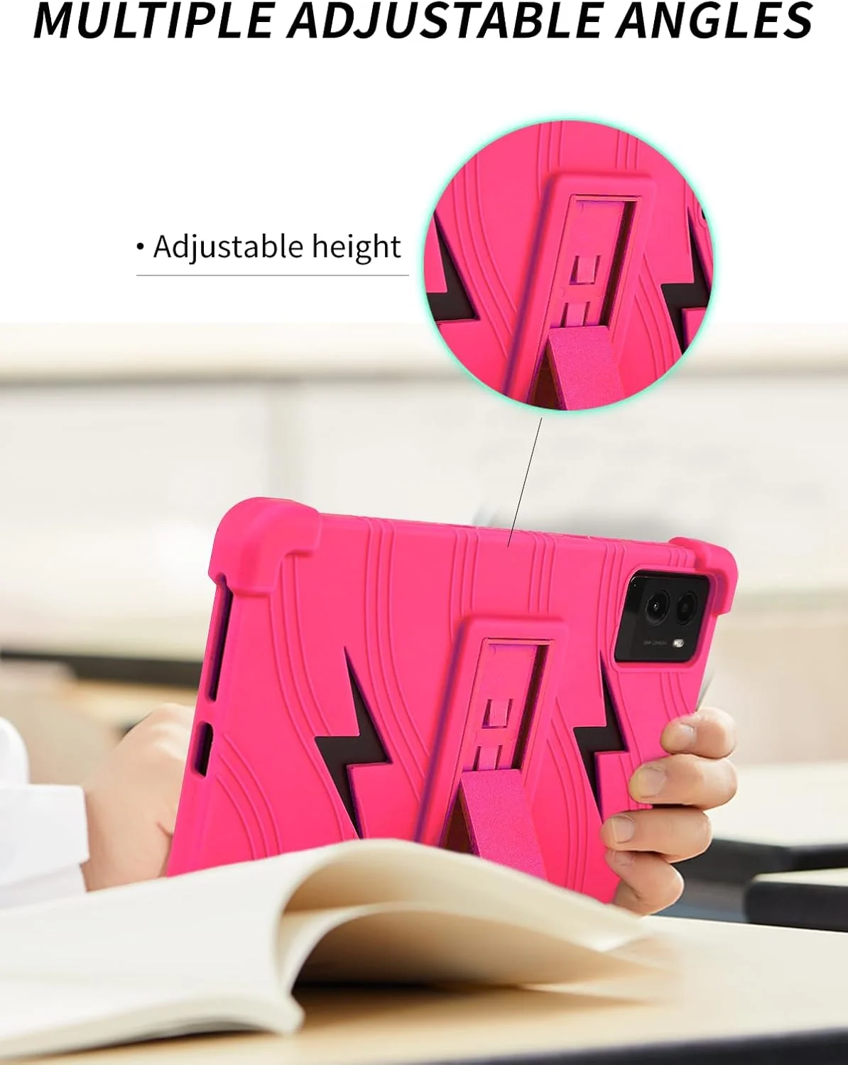 کاور تبلت کودکانه Gruattreay سازگار با Lenovo Legion Y700 Gen 3 (2025) 8.8 اینچ [مناسب کودکان] کاور سیلیکونی نرم ضخیم شده 4 گوشه ضد ضربه با پایه قابل تنظیم (قرمز گل رز)