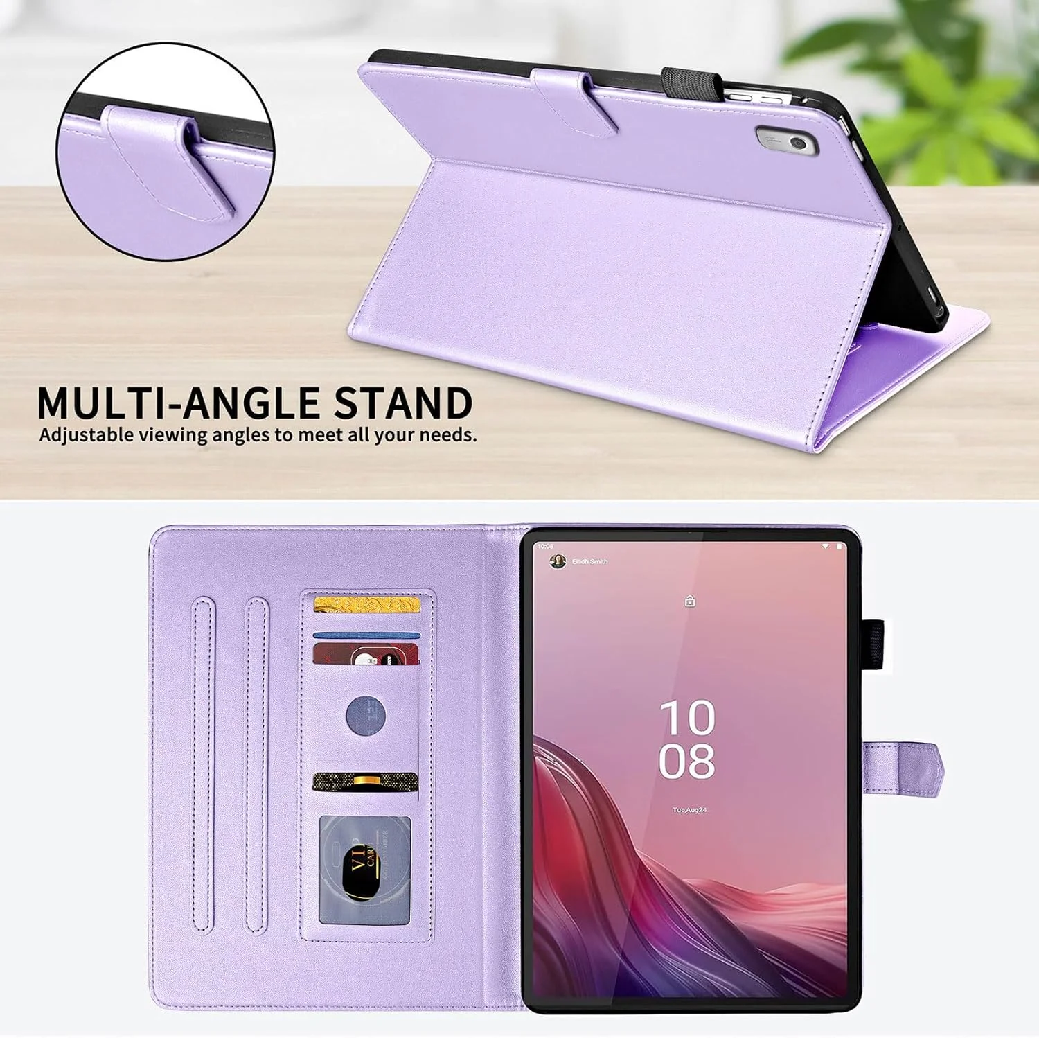 کیف تبلت TIPOYOROO مناسب برای لنوو تب M9 9.0 اینچ 2023 / نوک 9 اینچ تبلت لنوو 2024، روکش هوشمند چند زاویه ای، جلد چرمی PU تجاری، پایه تاشو مغناطیسی با نگهدارنده قلم و جای کارت - بنفش کیف تبلت TIPOYOROO مناسب برای لنوو تب M9 9.0 اینچ 2023 / نوک 9 اینچ تبلت لنوو 2024، روکش هوشمند چند زاویه ای، جلد چرمی PU تجاری، پایه تاشو مغناطیسی با نگهدارنده قلم و جای کارت - بنفش