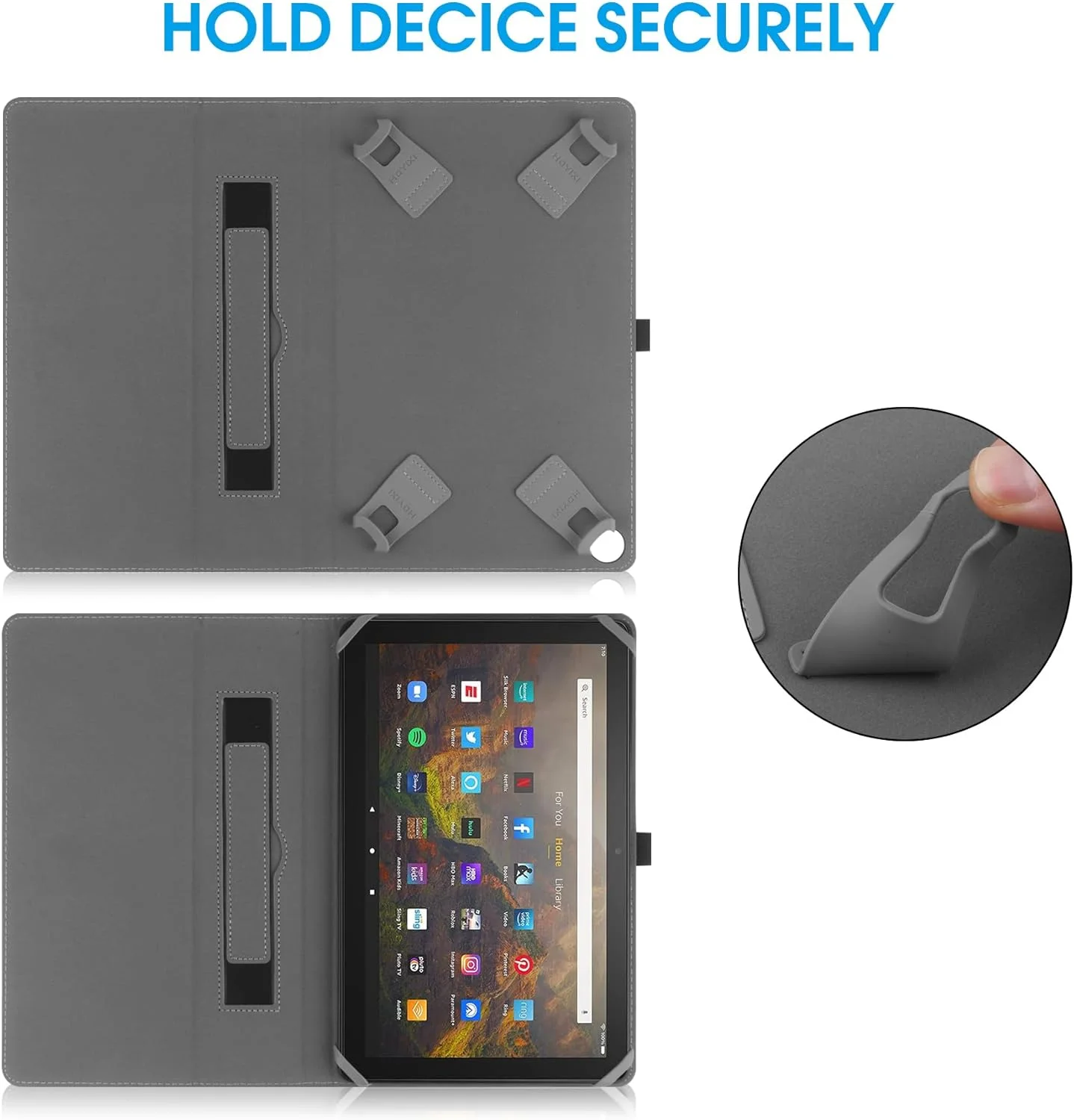 کیف محافظ یونیورسال HoYiXi برای تبلت های 9 تا 10.1 اینچی Fire HD 10 2021/2023 و Fire HD 10 Plus 2021/2023 با استند، پوشش محافظ تاشو و بند دستی برای تبلت های 9 تا 10.1 اینچی سامسونگ، لنوو و اندروید - طرح گل