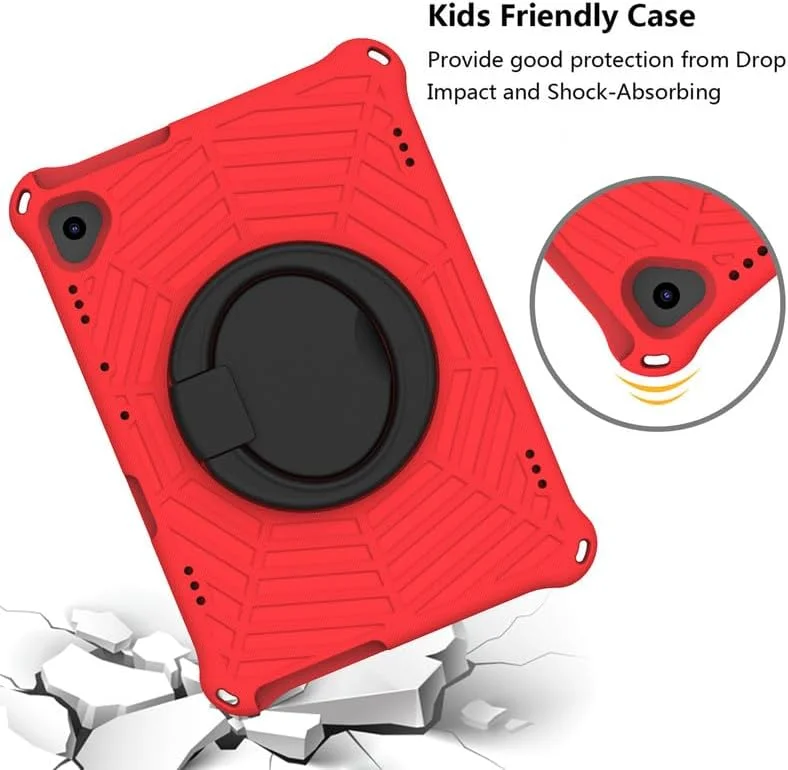 For Lenovo Tab M10 Kids Case 10.1-Inch, Spider Web Pattern EVA Foam, with Ring Handle Stand & Shoulder Strap Tablet Case For Lenovo M10 FHD REL TB-X605FC /TB-X605LC, Red For Lenovo Tab M10 Kids Case 10.1-Inch, Spider Web Pattern EVA Foam, with Ring Handle Stand & Shoulder Strap Tablet Case For Lenovo M10 FHD REL TB-X605FC /TB-X605LC, Red