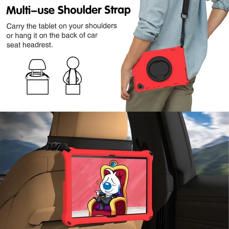 For Lenovo Tab M10 Kids Case 10.1-Inch, Spider Web Pattern EVA Foam, with Ring Handle Stand & Shoulder Strap Tablet Case For Lenovo M10 FHD REL TB-X605FC /TB-X605LC, Red For Lenovo Tab M10 Kids Case 10.1-Inch, Spider Web Pattern EVA Foam, with Ring Handle Stand & Shoulder Strap Tablet Case For Lenovo M10 FHD REL TB-X605FC /TB-X605LC, Red