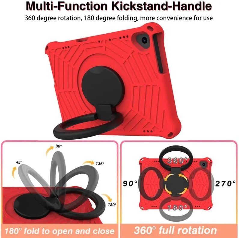 For Lenovo Tab M10 Kids Case 10.1-Inch, Spider Web Pattern EVA Foam, with Ring Handle Stand & Shoulder Strap Tablet Case For Lenovo M10 FHD REL TB-X605FC /TB-X605LC, Red For Lenovo Tab M10 Kids Case 10.1-Inch, Spider Web Pattern EVA Foam, with Ring Handle Stand & Shoulder Strap Tablet Case For Lenovo M10 FHD REL TB-X605FC /TB-X605LC, Red