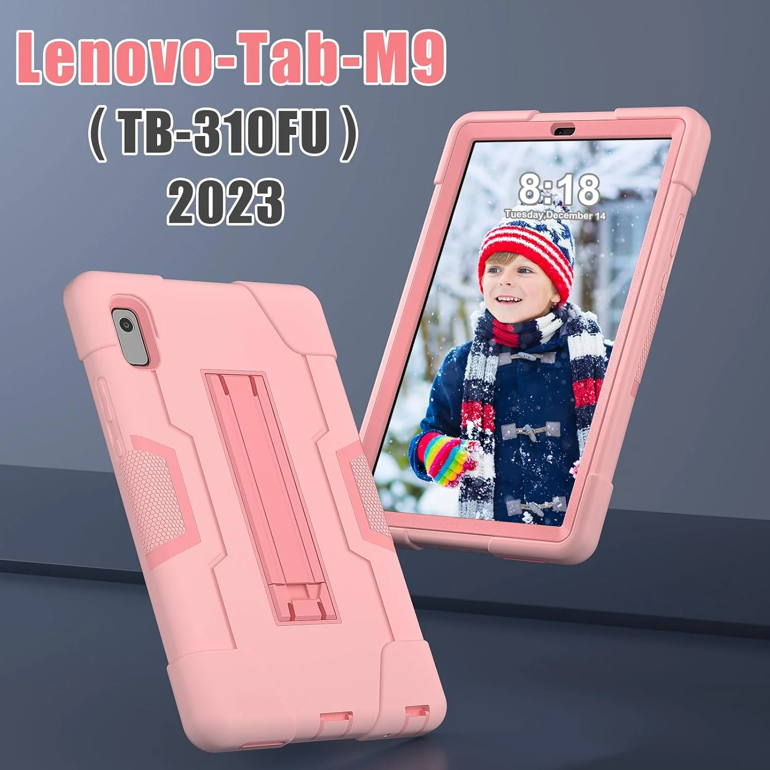 قاب محافظ تبلت EabHulie مناسب برای لنوو تب M9 9 اینچ TB-310FU 2023، سه لایه، مقاوم در برابر ضربه، دارای استند، رنگ رزگلد