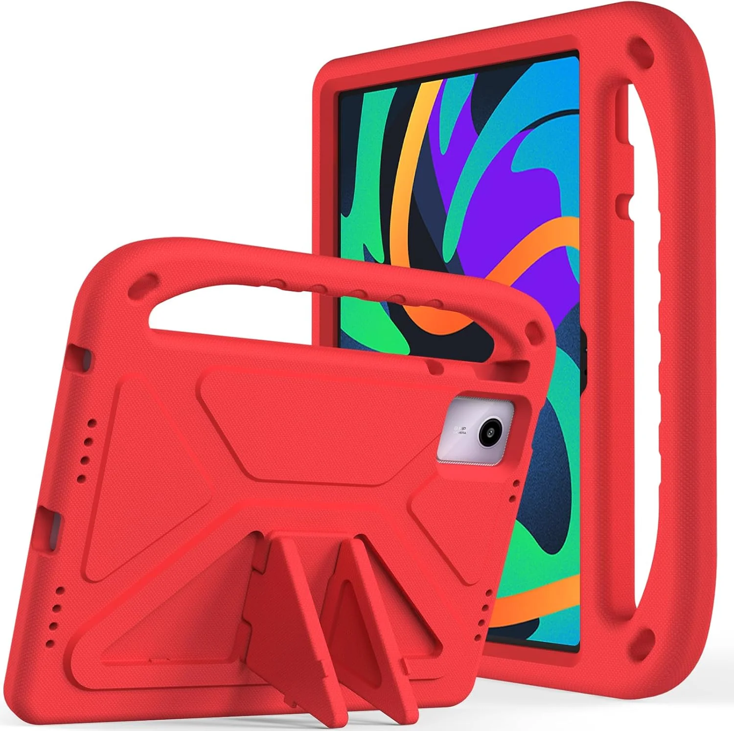 کیف محافظ تبلت QJONSIU سازگار با Lenovo Tab M11، کاور کودکانه با دستگیره، ضد ضربه، ضد خش، دارای پایه- قرمز کیف محافظ تبلت QJONSIU سازگار با Lenovo Tab M11، کاور کودکانه با دستگیره، ضد ضربه، ضد خش، دارای پایه- قرمز