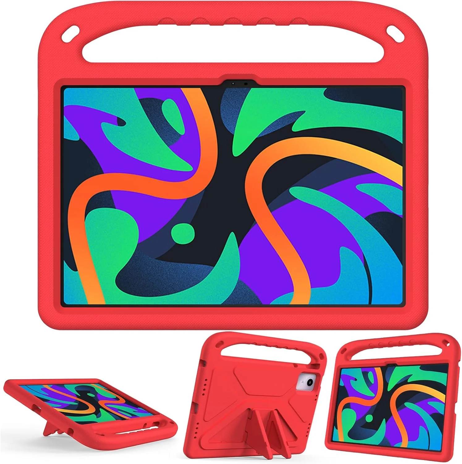 کیف محافظ تبلت QJONSIU سازگار با Lenovo Tab M11، کاور کودکانه با دستگیره، ضد ضربه، ضد خش، دارای پایه- قرمز کیف محافظ تبلت QJONSIU سازگار با Lenovo Tab M11، کاور کودکانه با دستگیره، ضد ضربه، ضد خش، دارای پایه- قرمز