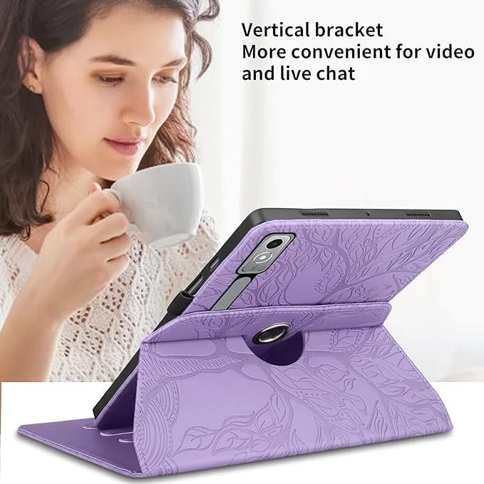کیف چرخشی Tazweeq برای تبلت Lenovo Tab P12 با صفحه نمایش 12.7 اینچ، کاور چرخشی 360 درجه با حلقه قلم (بنفش) کیف چرخشی Tazweeq برای تبلت Lenovo Tab P12 با صفحه نمایش 12.7 اینچ، کاور چرخشی 360 درجه با حلقه قلم (بنفش)