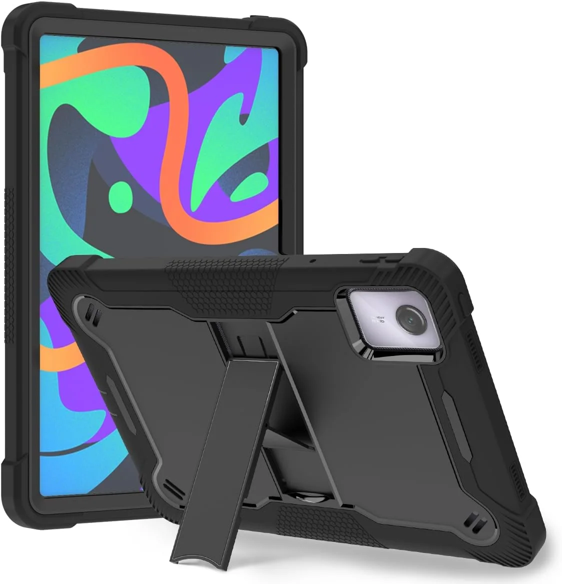 کیف تبلت QUYISHAN سازگار با تبلت Lenovo Tab M11 11 اینچ TB-330FU / Lenovo Xiaoxin Pad 2024 TB-331FC، کاور محافظ سنگین هیبریدی، قاب محافظ مقاوم در برابر ضربه با پایه (مشکی) کیف تبلت QUYISHAN سازگار با تبلت Lenovo Tab M11 11 اینچ TB-330FU / Lenovo Xiaoxin Pad 2024 TB-331FC، کاور محافظ سنگین هیبریدی، قاب محافظ مقاوم در برابر ضربه با پایه (مشکی)