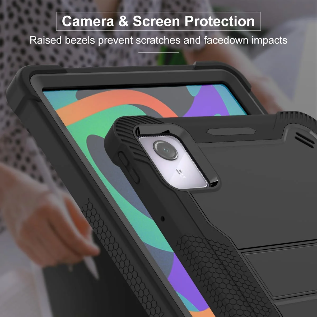 کیف تبلت QUYISHAN سازگار با تبلت Lenovo Tab M11 11 اینچ TB-330FU / Lenovo Xiaoxin Pad 2024 TB-331FC، کاور محافظ سنگین هیبریدی، قاب محافظ مقاوم در برابر ضربه با پایه (مشکی) کیف تبلت QUYISHAN سازگار با تبلت Lenovo Tab M11 11 اینچ TB-330FU / Lenovo Xiaoxin Pad 2024 TB-331FC، کاور محافظ سنگین هیبریدی، قاب محافظ مقاوم در برابر ضربه با پایه (مشکی)