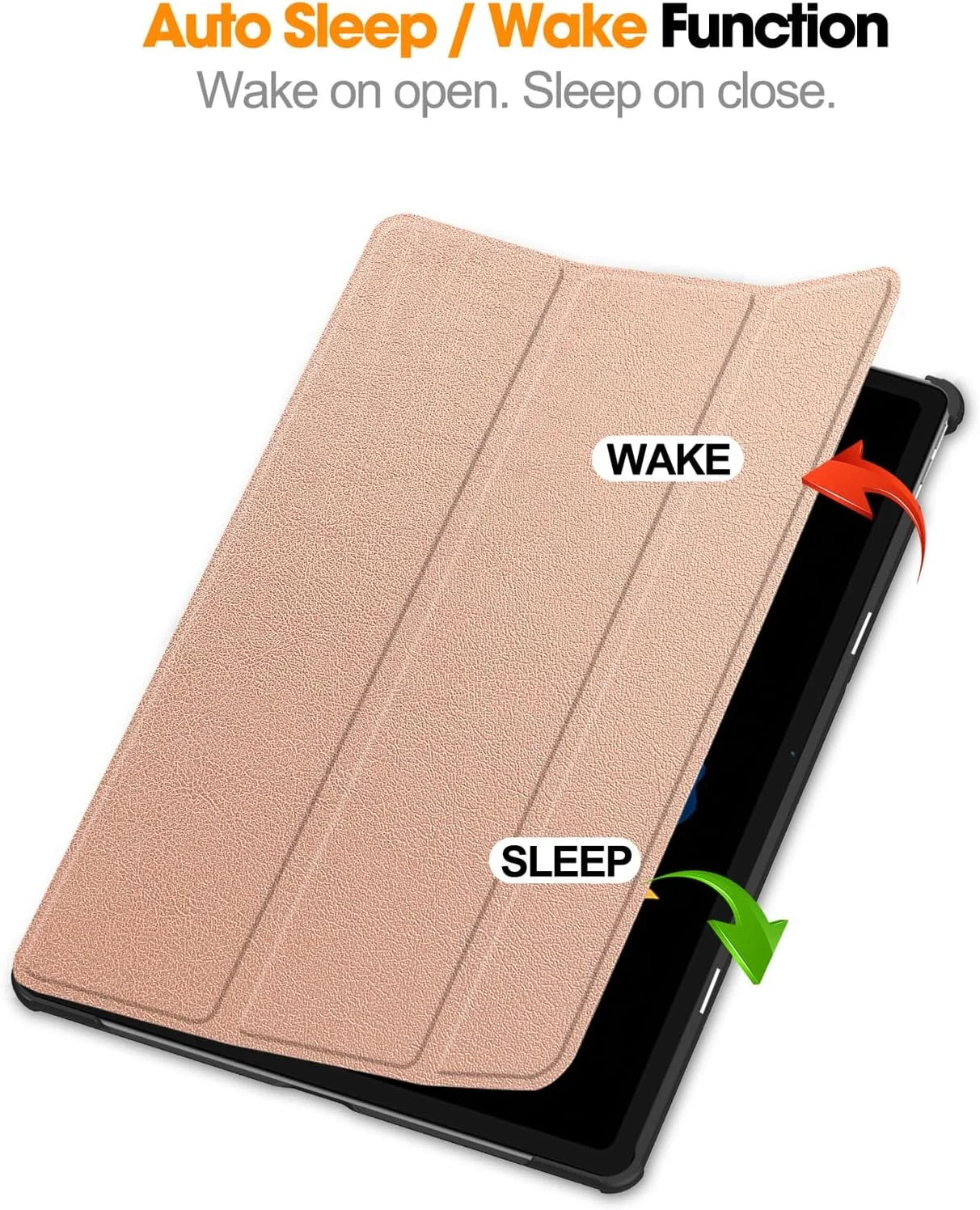 کاور تبلت گرواتری سازگار با لنوو Idea Tab Plus 12.1 اینچ 2025، کاور سبک وزن سه تایی چرمی PU، محافظ ضد ضربه با قابلیت بیدار شدن/خواب خودکار (طلایی رز)