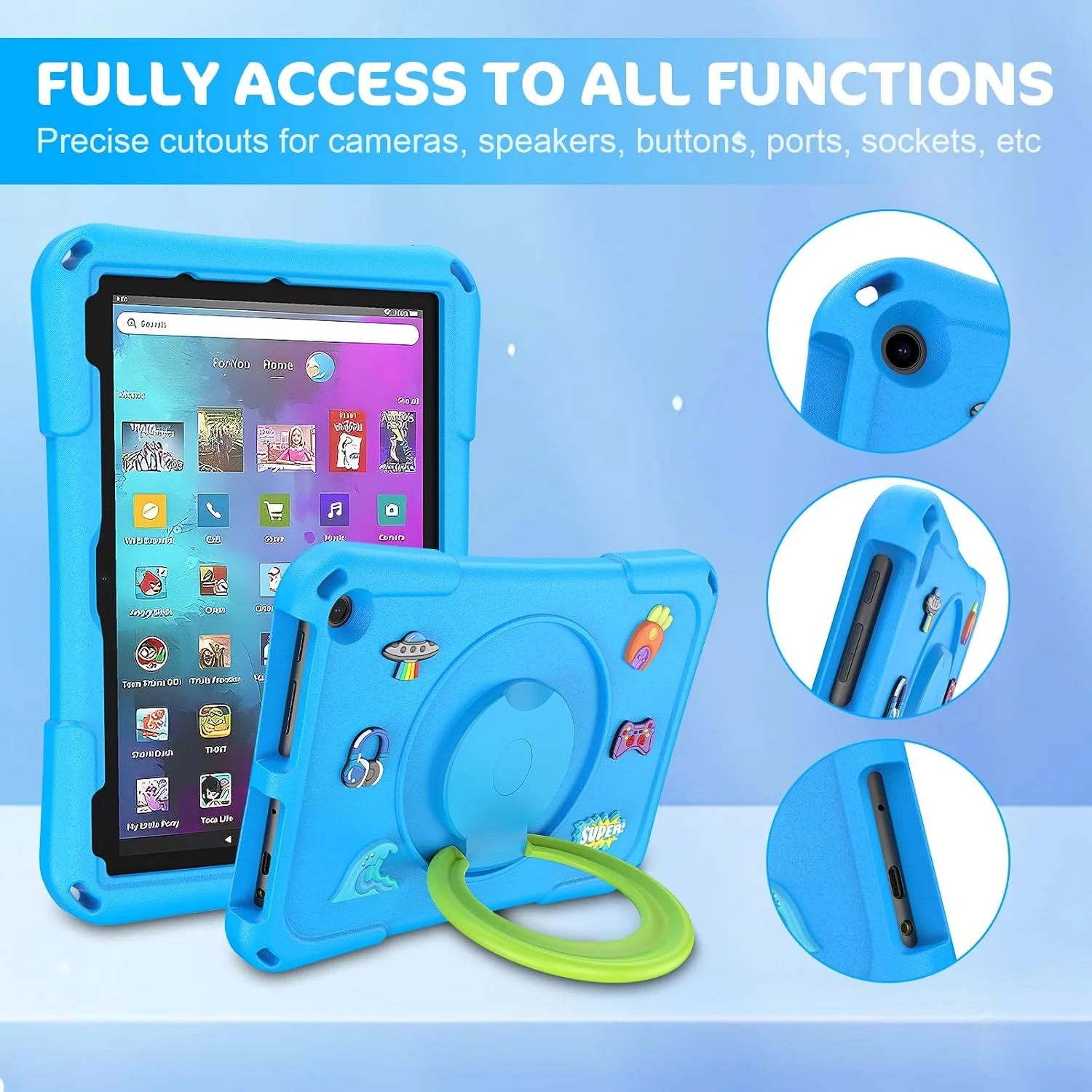 کیف تبلت فایر HD 10 برای کودکان، (نسل سیزدهم/یازدهم، عرضه شده در سال 2023/2021)، کاور محافظ سبک وزن ضد ضربه با پایه چرخان 360 درجه Ubearkk، آبی کیف تبلت فایر HD 10 برای کودکان، (نسل سیزدهم/یازدهم، عرضه شده در سال 2023/2021)، کاور محافظ سبک وزن ضد ضربه با پایه چرخان 360 درجه Ubearkk، آبی