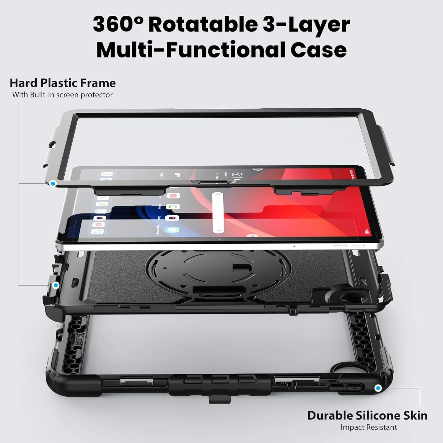 کاور محافظ ZenRich برای تبلت لنوو تب M11 11 اینچ 2024، ضد ضربه با محافظ صفحه نمایش، دارای استند چرخان 360 درجه/بند دستی/نگهدارنده قلم/بند شانه ای برای کاور تبلت لنوو M11 - مشکی کاور محافظ ZenRich برای تبلت لنوو تب M11 11 اینچ 2024، ضد ضربه با محافظ صفحه نمایش، دارای استند چرخان 360 درجه/بند دستی/نگهدارنده قلم/بند شانه ای برای کاور تبلت لنوو M11 - مشکی