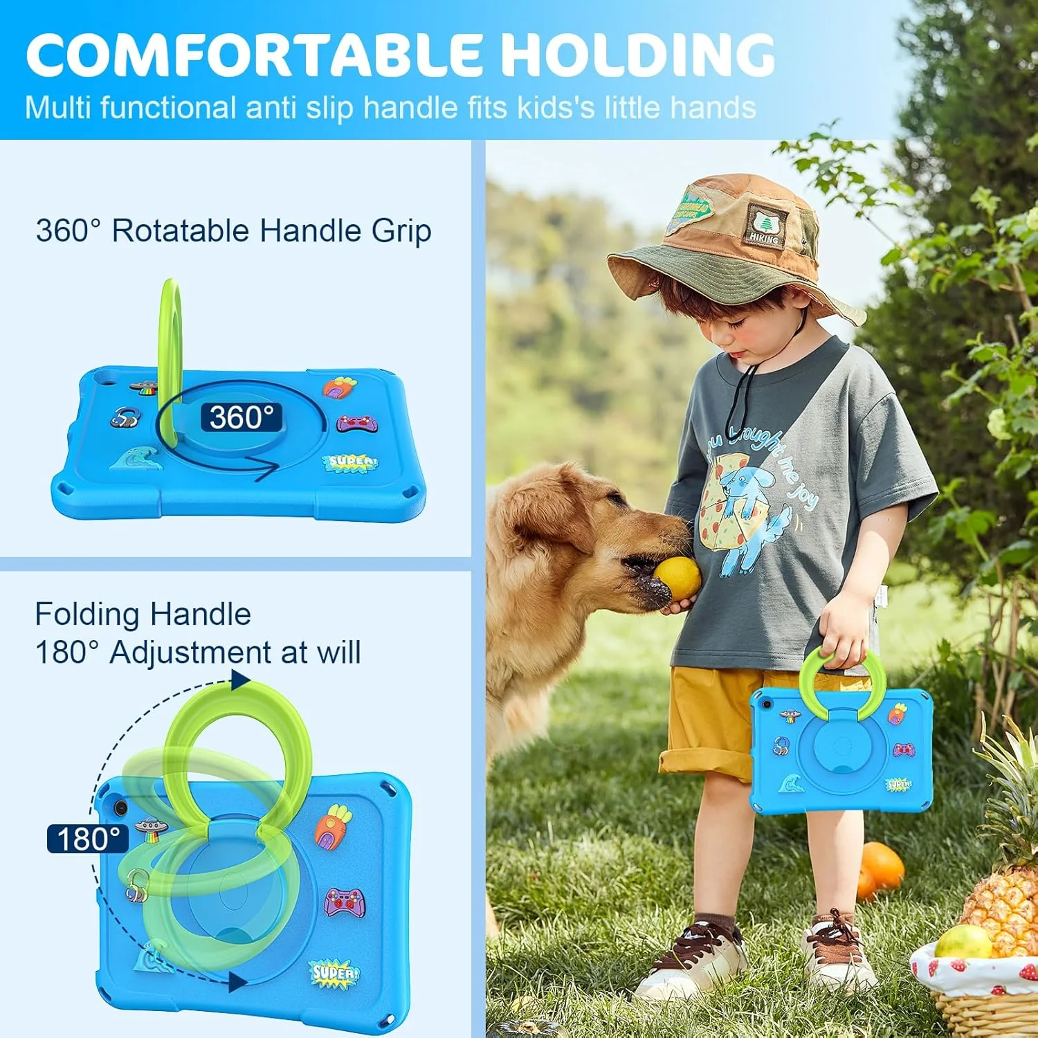 کیف تبلت فایر HD 10 برای کودکان، (نسل سیزدهم/یازدهم، عرضه شده در سال 2023/2021)، کاور محافظ سبک وزن ضد ضربه با پایه چرخان 360 درجه Ubearkk، آبی کیف تبلت فایر HD 10 برای کودکان، (نسل سیزدهم/یازدهم، عرضه شده در سال 2023/2021)، کاور محافظ سبک وزن ضد ضربه با پایه چرخان 360 درجه Ubearkk، آبی