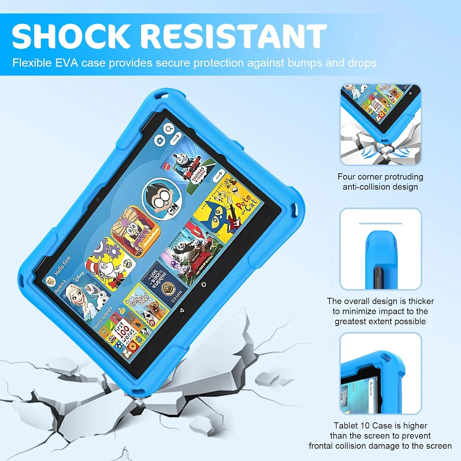 کیف تبلت فایر HD 10 برای کودکان، (نسل سیزدهم/یازدهم، عرضه شده در سال 2023/2021)، کاور محافظ سبک وزن ضد ضربه با پایه چرخان 360 درجه Ubearkk، آبی کیف تبلت فایر HD 10 برای کودکان، (نسل سیزدهم/یازدهم، عرضه شده در سال 2023/2021)، کاور محافظ سبک وزن ضد ضربه با پایه چرخان 360 درجه Ubearkk، آبی