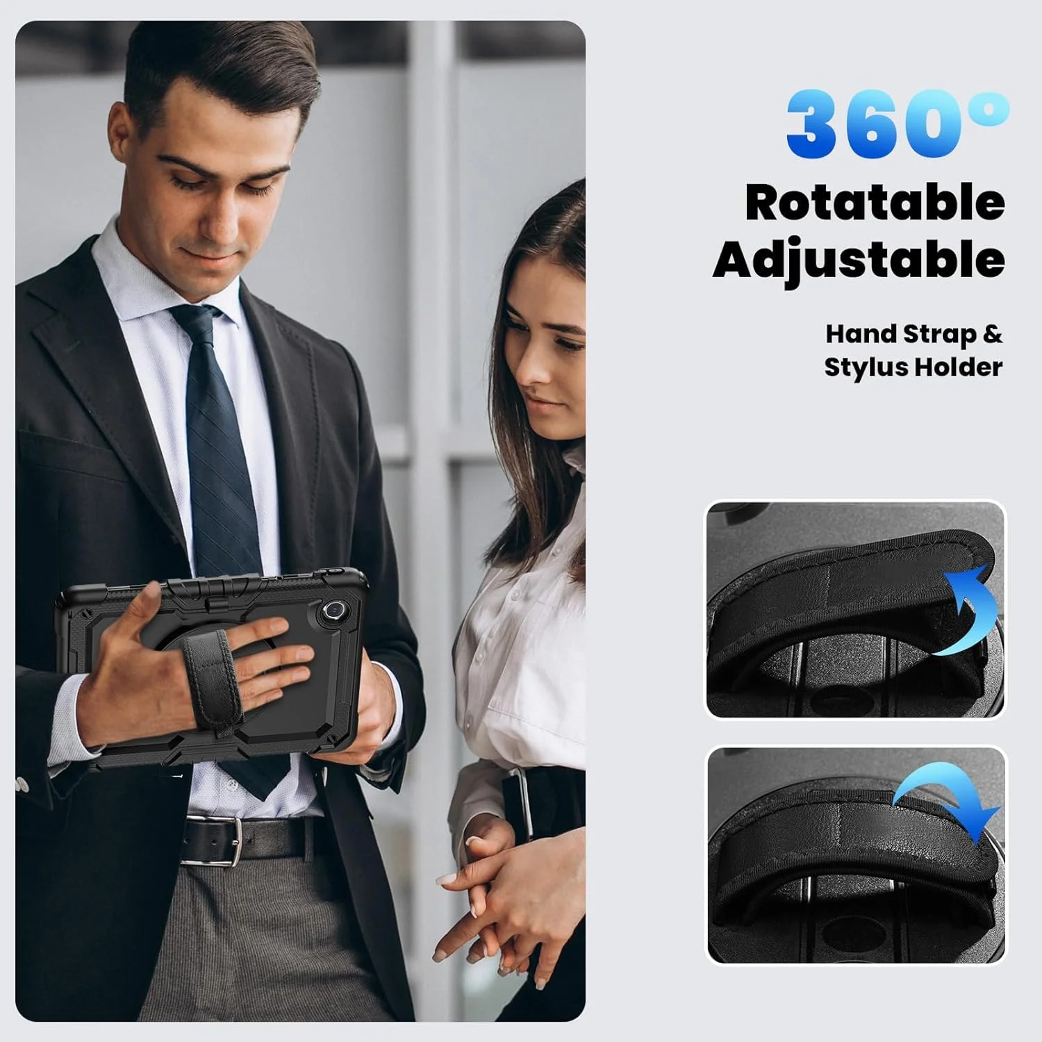 کاور محافظ تبلت لنوو تب M11 11 اینچ 2024 مدل ZenRich، ضد ضربه به همراه محافظ صفحه نمایش، دارای استند چرخان 360 درجه/بند دستی/نگهدارنده قلم/بند شانه ای - مشکی