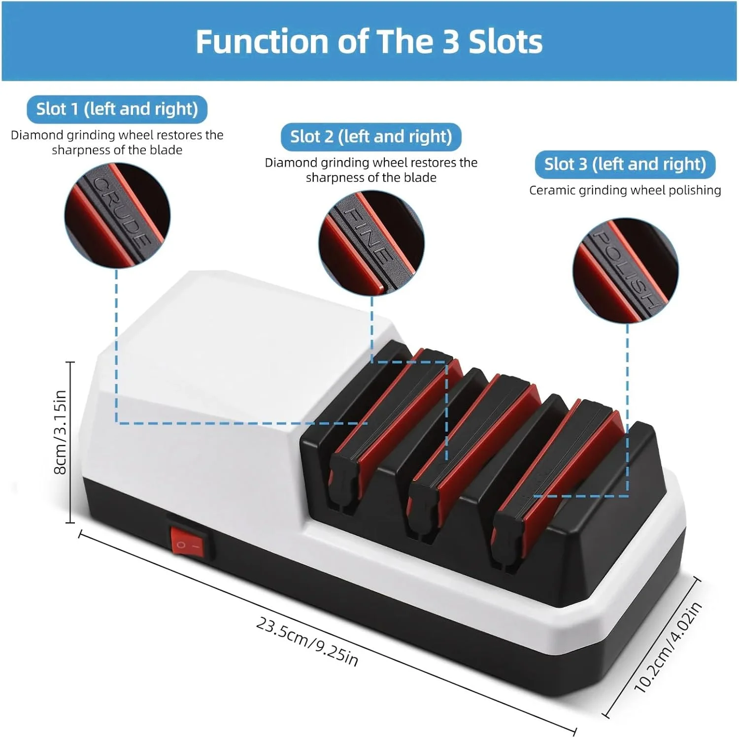 FC22 Electric Knife Sharpener Tool - Professional Kitchen Knives Sharping Kit with 100% Diamond Abrasives and Precision Guides 3-stage Slots for Serrated, Straight, Ceramic Knives