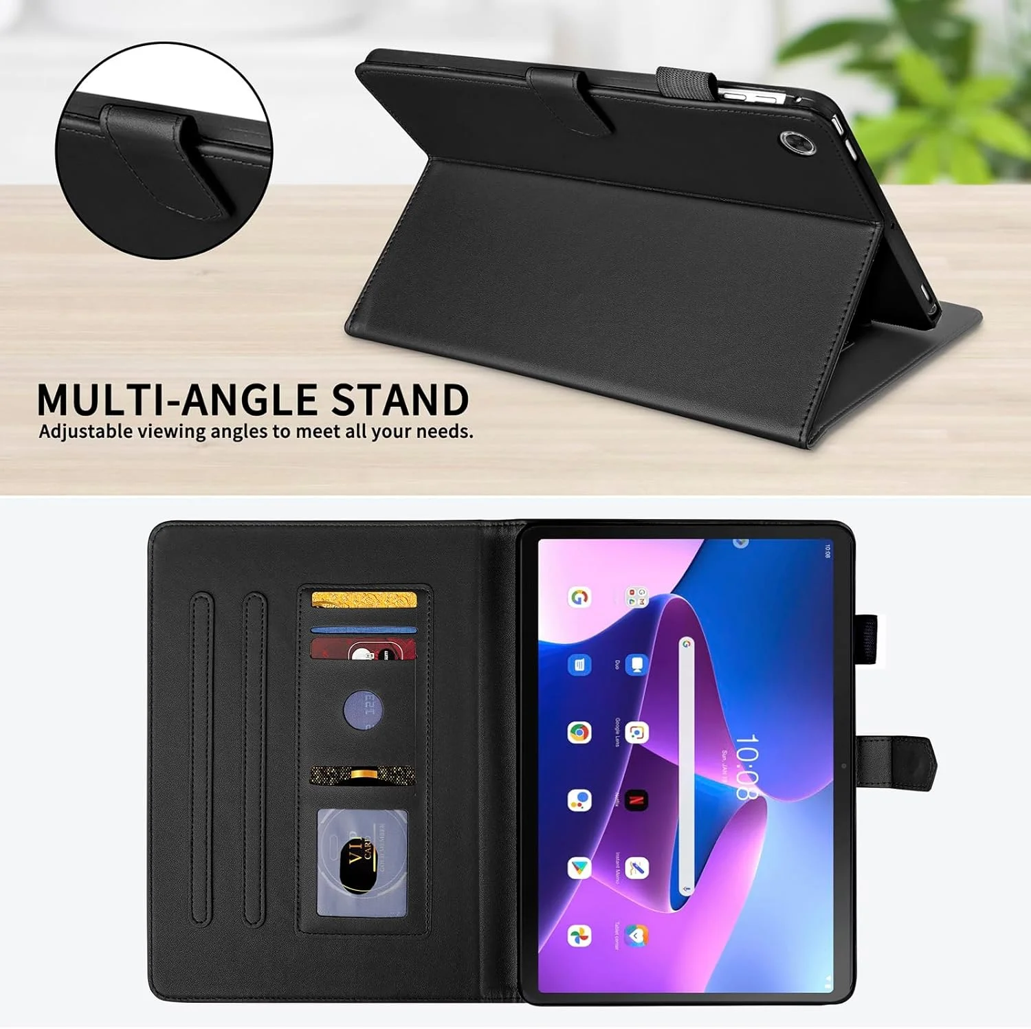 Vaitasy Case for Lenovo Tab M10 3rd Gen 10.1 Inch 2022 TB-328FU/328XU Business PU Leather Tablet Cover for Lenovo M10 Gen 3 with Wallet Stand Function Black Vaitasy Case for Lenovo Tab M10 3rd Gen 10.1 Inch 2022 TB-328FU/328XU Business PU Leather Tablet Cover for Lenovo M10 Gen 3 with Wallet Stand Function Black