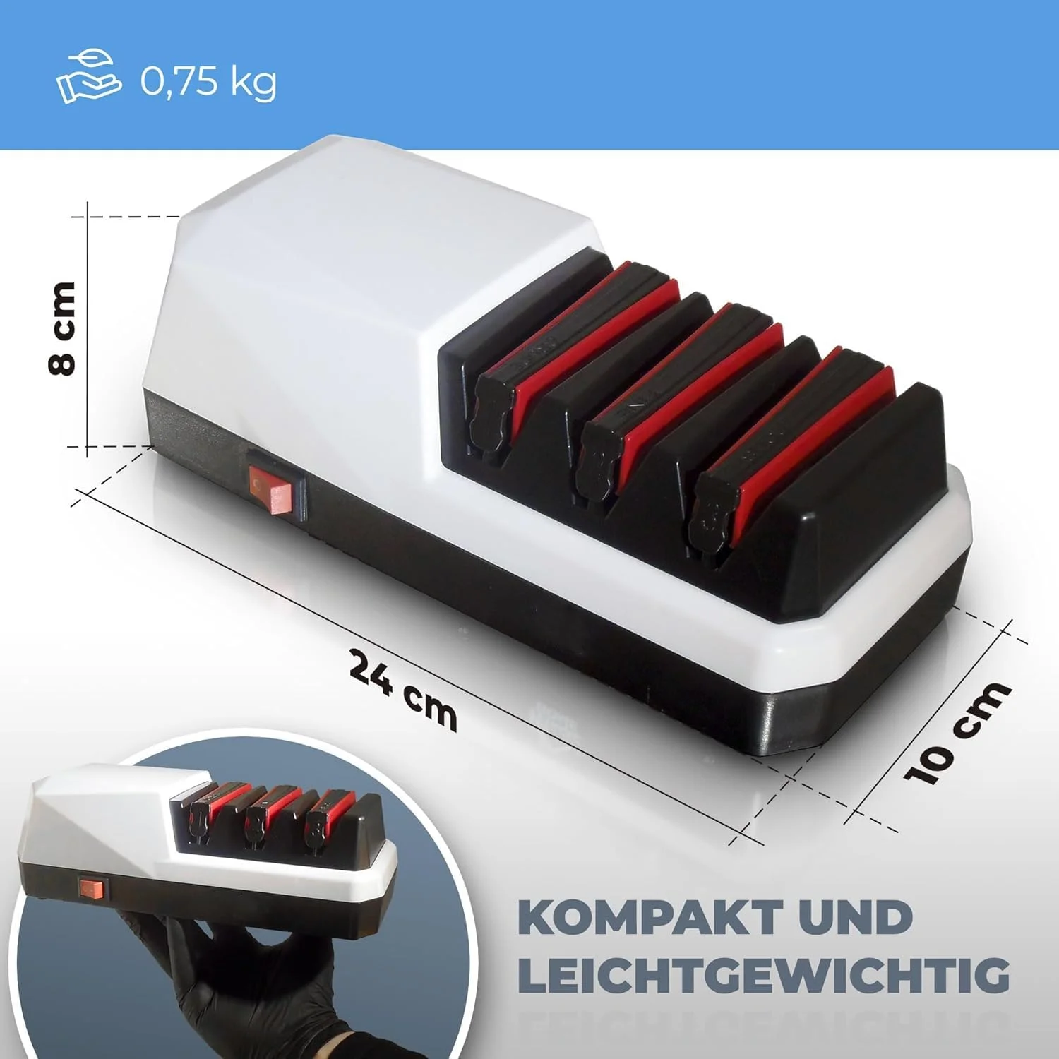 FC22 Electric Knife Sharpener Tool - Professional Kitchen Knives Sharping Kit with 100% Diamond Abrasives and Precision Guides 3-stage Slots for Serrated, Straight, Ceramic Knives